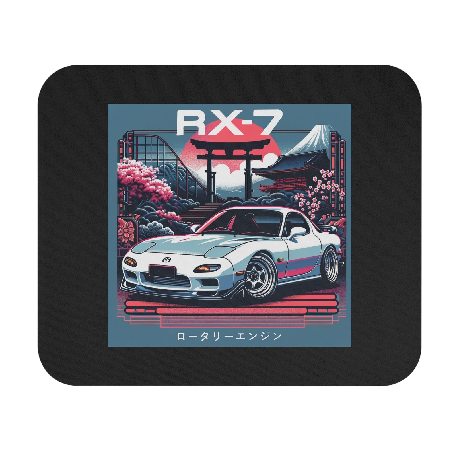 RX-7 FD Mouse Pad JDM Rotary Engine Car Tokyo Temple Cherry Blossom Mat
