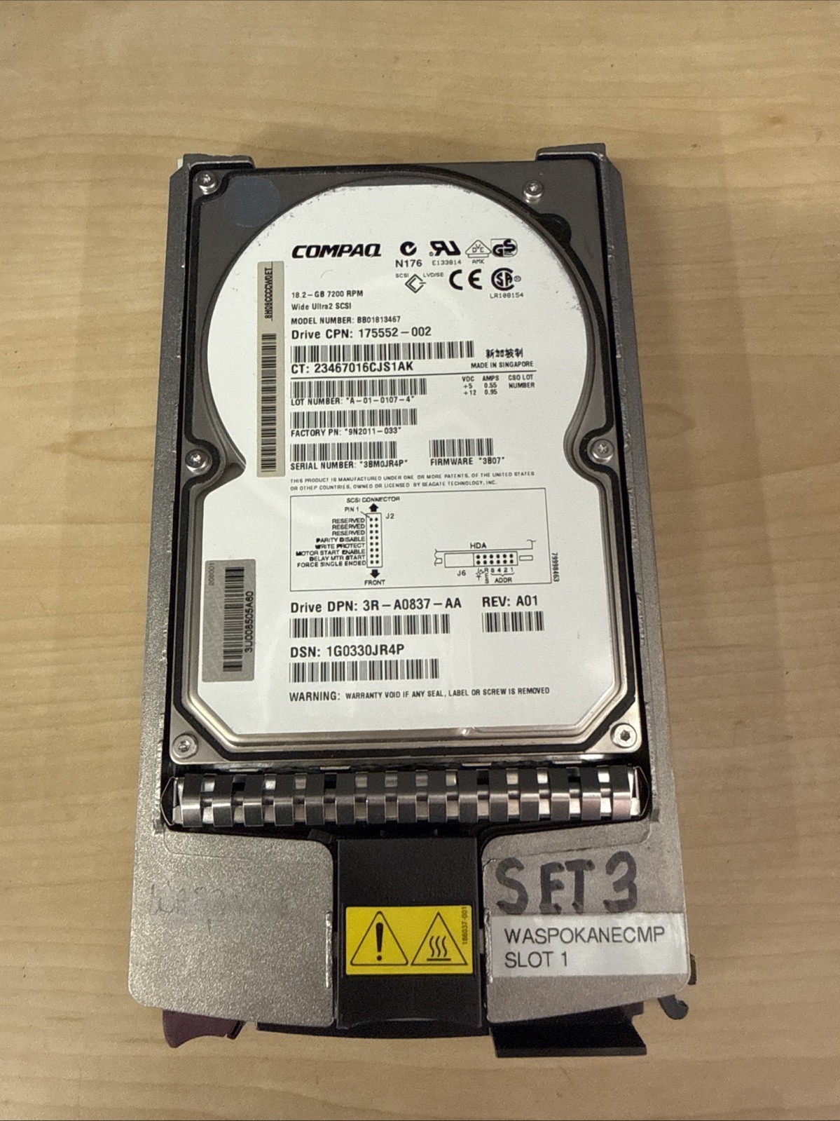 COMPAQ BB01813467 18.2GB 7.2K 80PIN SCSI-2