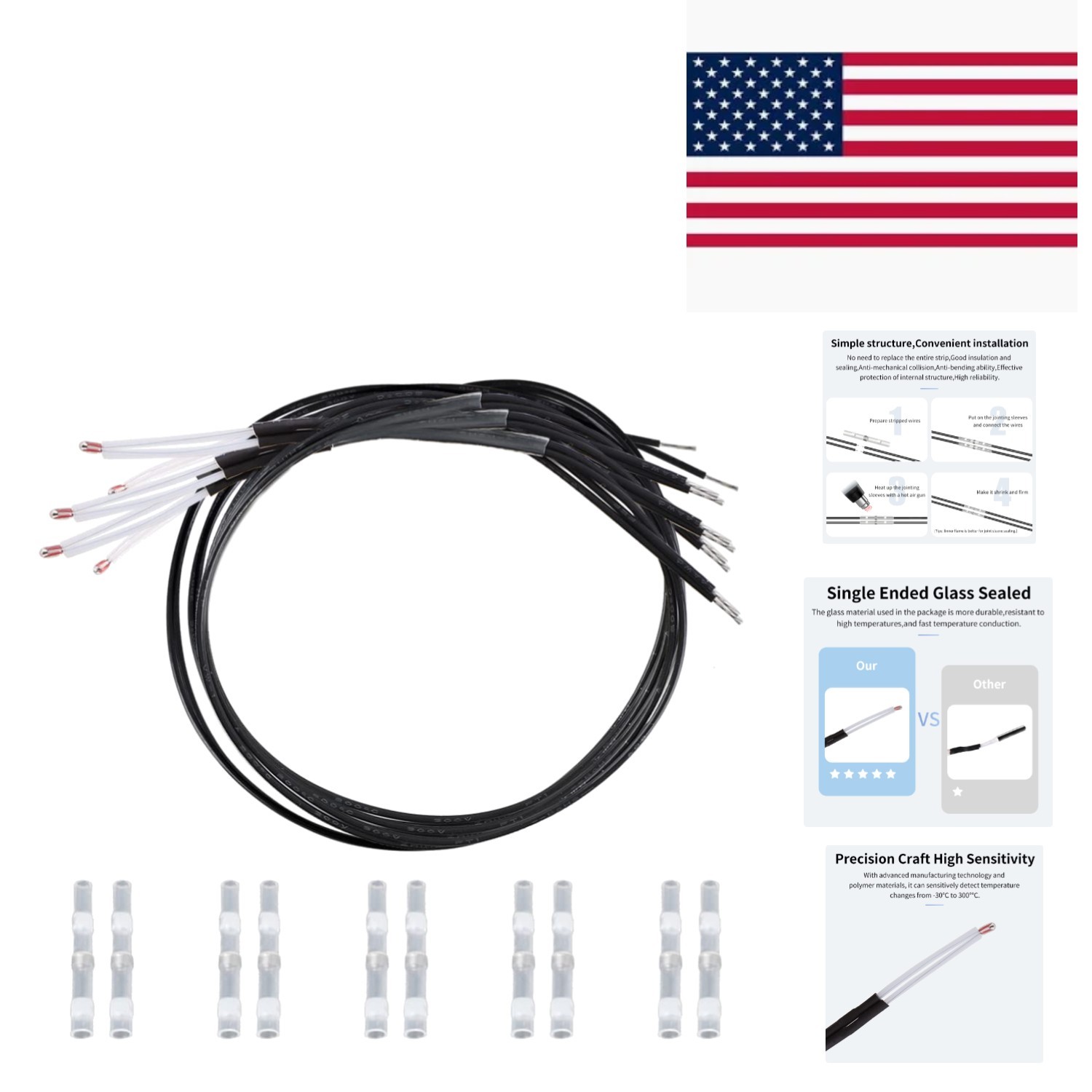 5 Pack 3D Printer Temp Sensors with Fast Installation - Ender Series