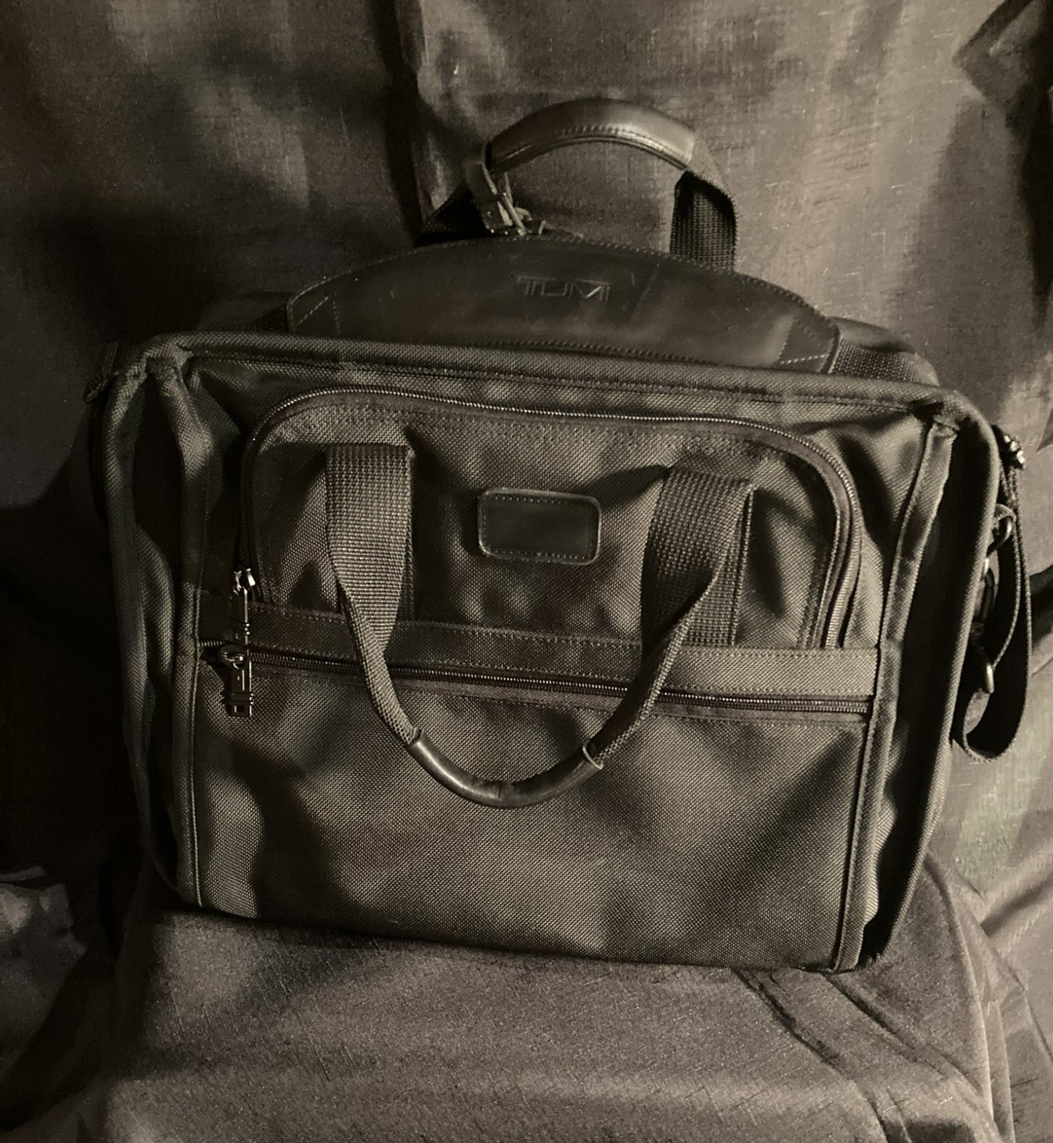 TUMI Black Ballistic Nylon Deluxe Briefcase / 2-Wheel Computer Roller Bag