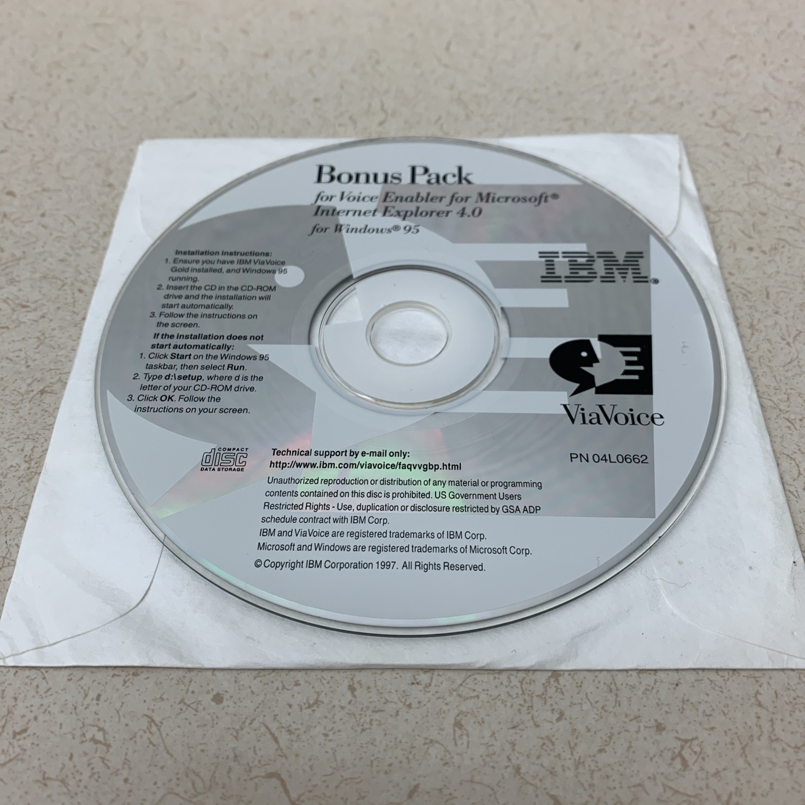 ViaVoice IBM Voice Enabler Microsoft Internet Explorer 4.0 Windows 95  CD-ROM