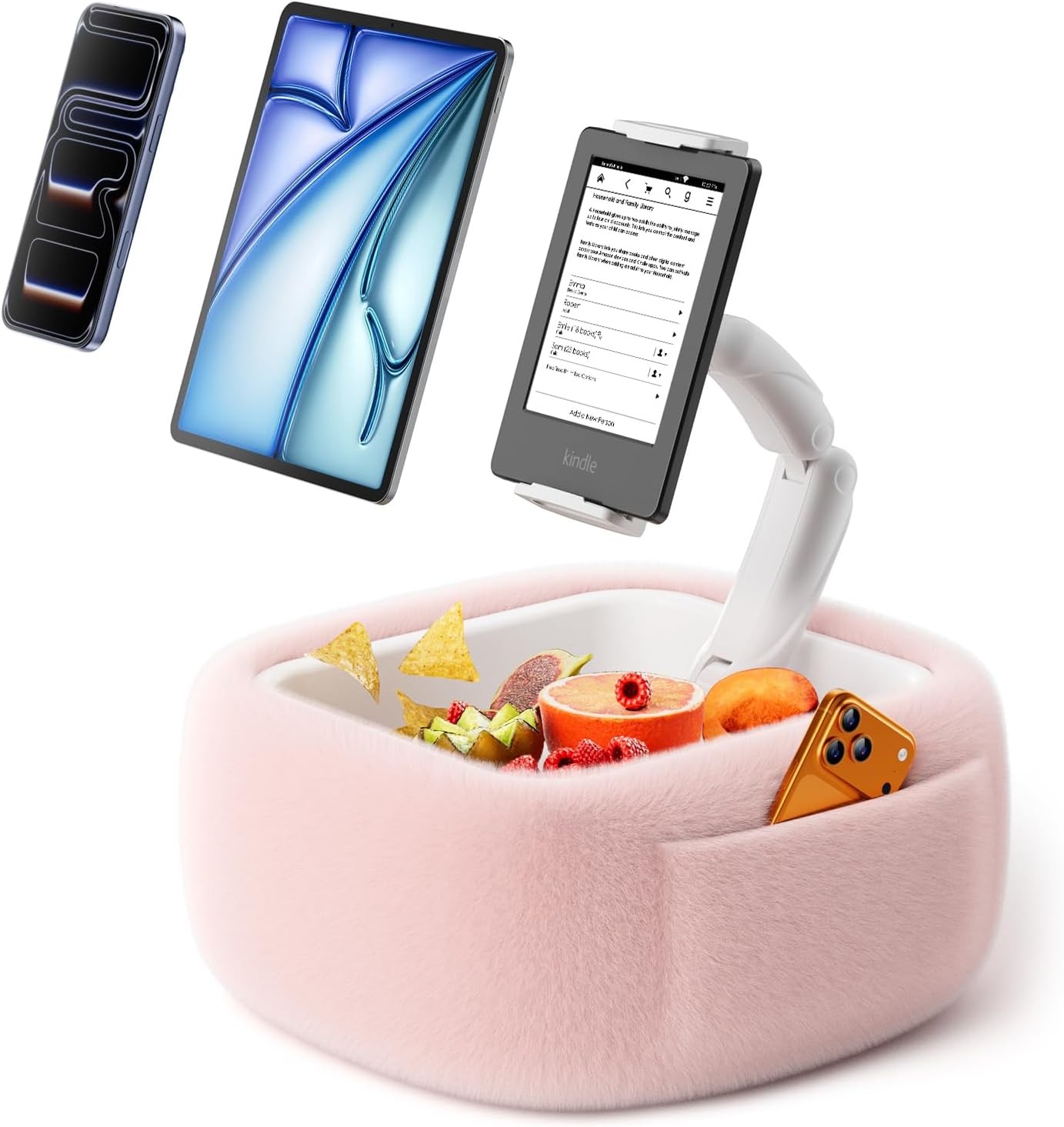 Ultra Fluffy Kindle Pillow Stand Reading Lap Tablet Pillow Stand W/ Snack Bowl 