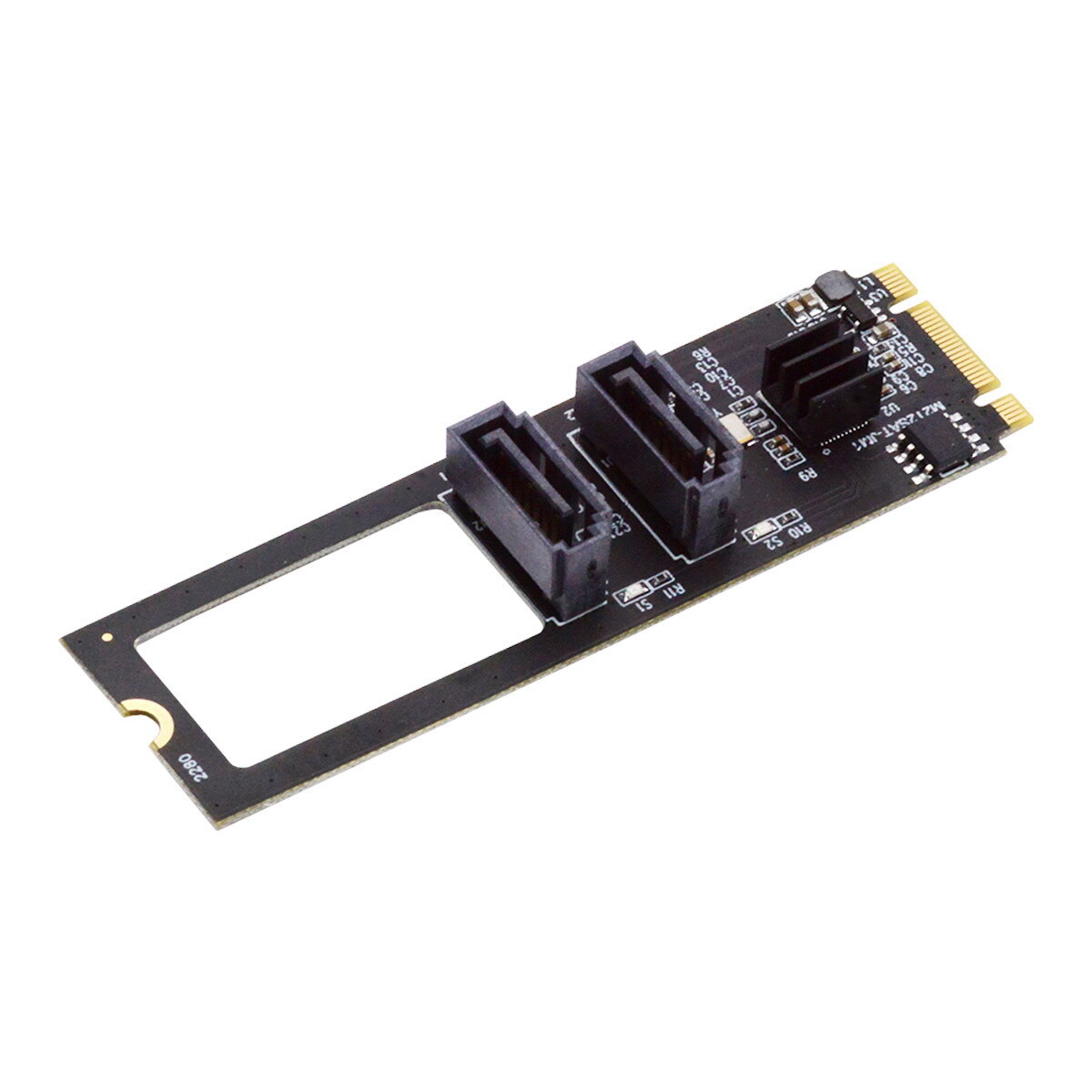 Cablecy NGFF Key B+M PCI Express to SATA 3.0 6Gbps Dual Ports Card JMB582 2280