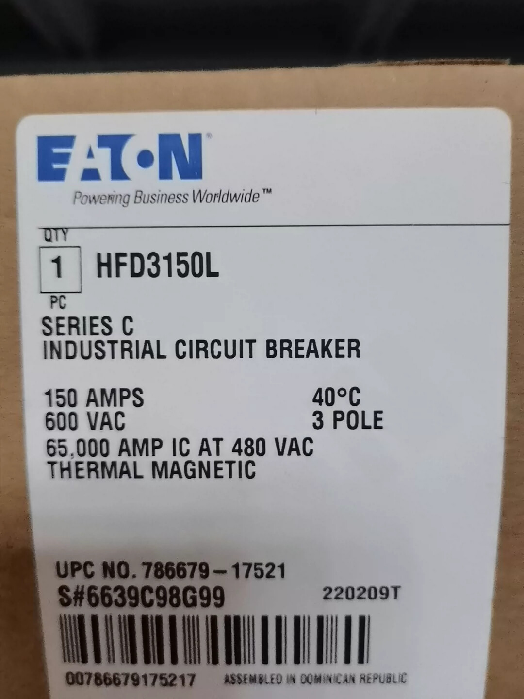 1PC Brand New Eaton HFD3150L HFD3150L Circuit Breaker Expedited Shipping