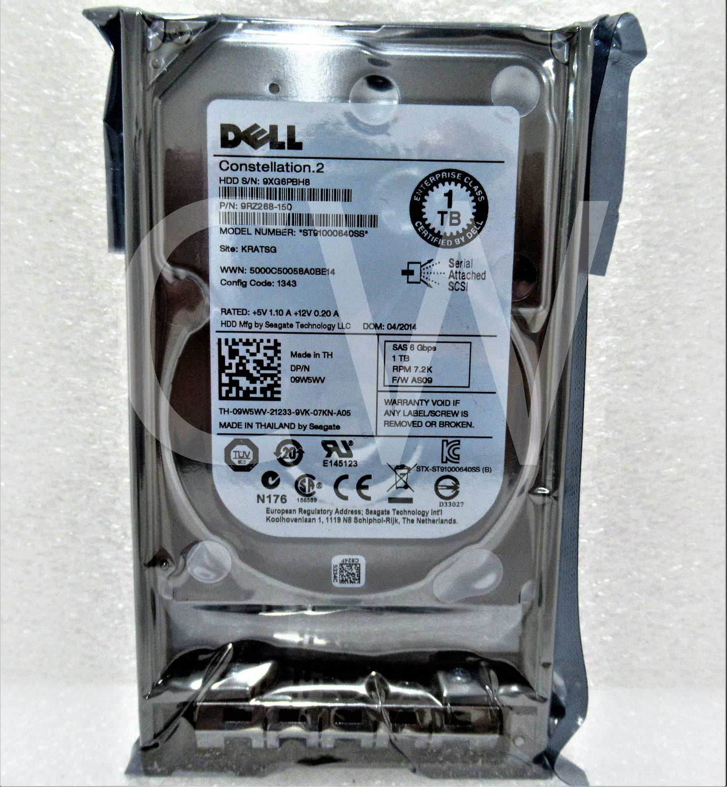 9W5WV Dell ST91000640SS CONSTELLATION 1TB 7.2K RPM 6Gbps 2.5"Hard Drive W/R Tray
