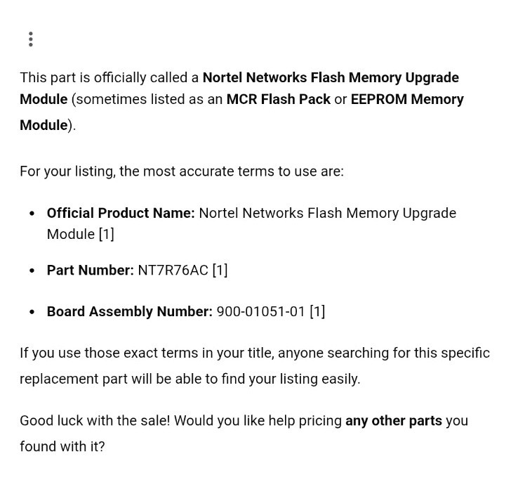 Nortel Networks Flash Memory Module Upgrade Card New Old Stock