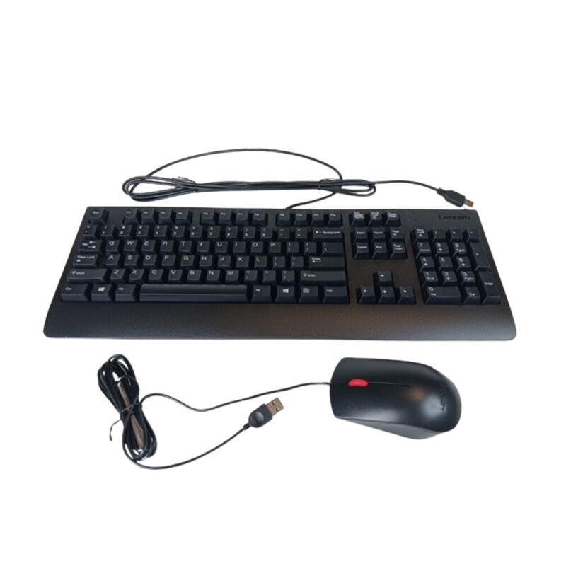Lenovo Wired USB Keyboard Gen2 with Black Wired Mouse