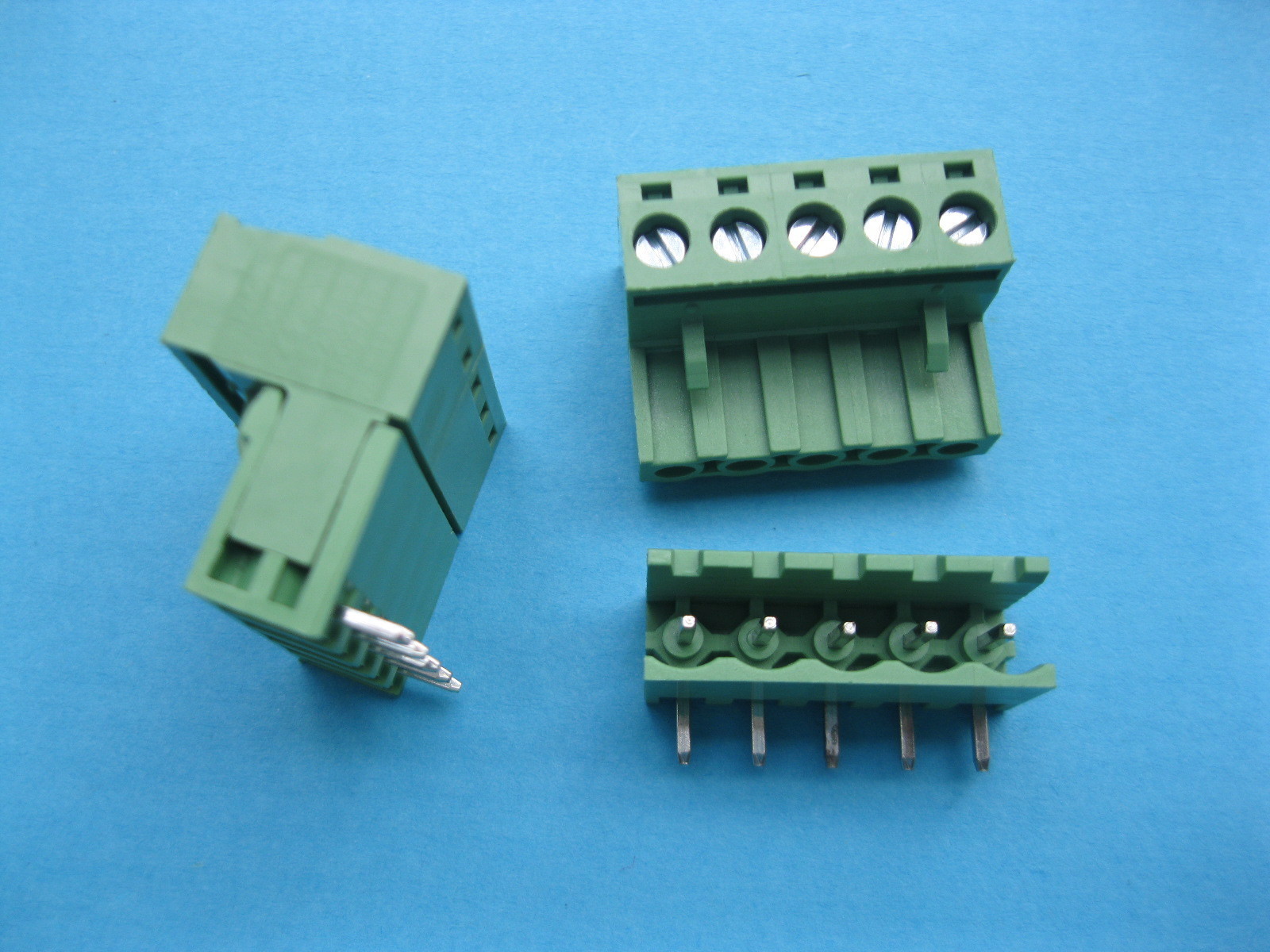 100 pcs 5.08mm Angle 5 way/pin Screw Terminal Block Connector Pluggable Green