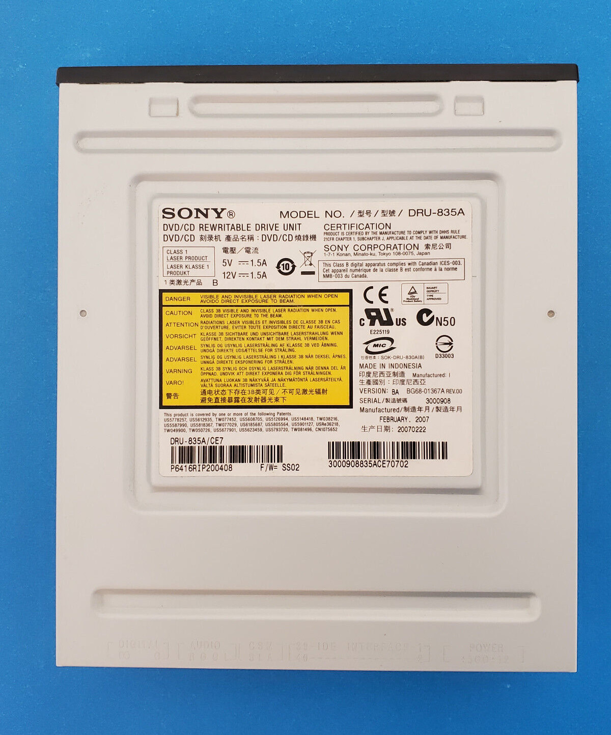 Genuine Sony Internal DVD/CD Rewritable Drive, DRU-835A, US Seller, 