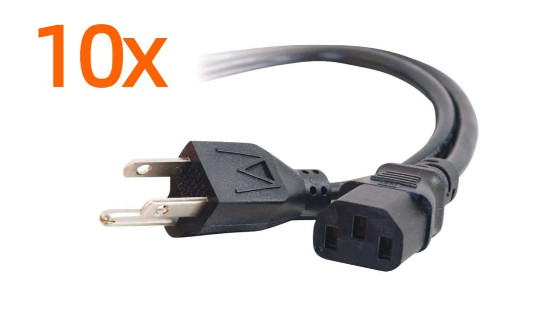 x10 C2G 10ft(3.04m) 18 AWG Universal Power Cord, NEMA 5-15P to IEC320C13 #03134