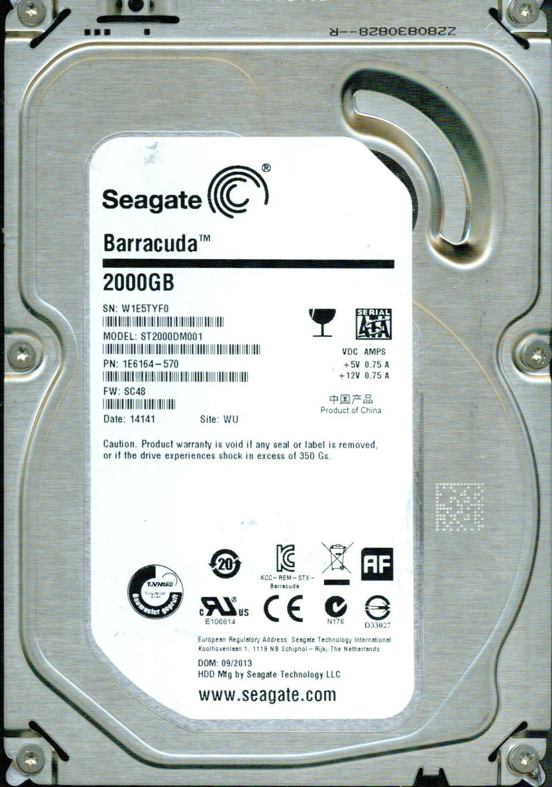ST2000DM001,  1E6164-570,   SC48,  WU,  W1E5   SEAGATE SATA 2TB