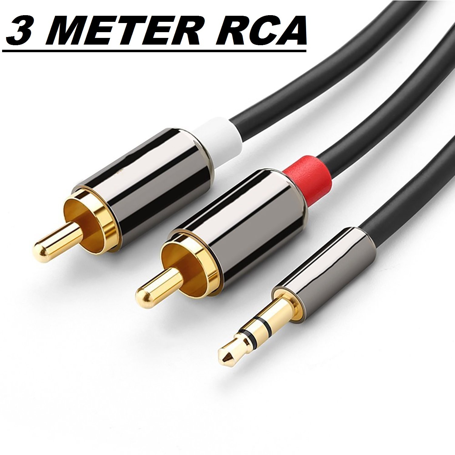 2 AV to 3.5 mm AUX Cable 3 Meter, Gold plated Cable