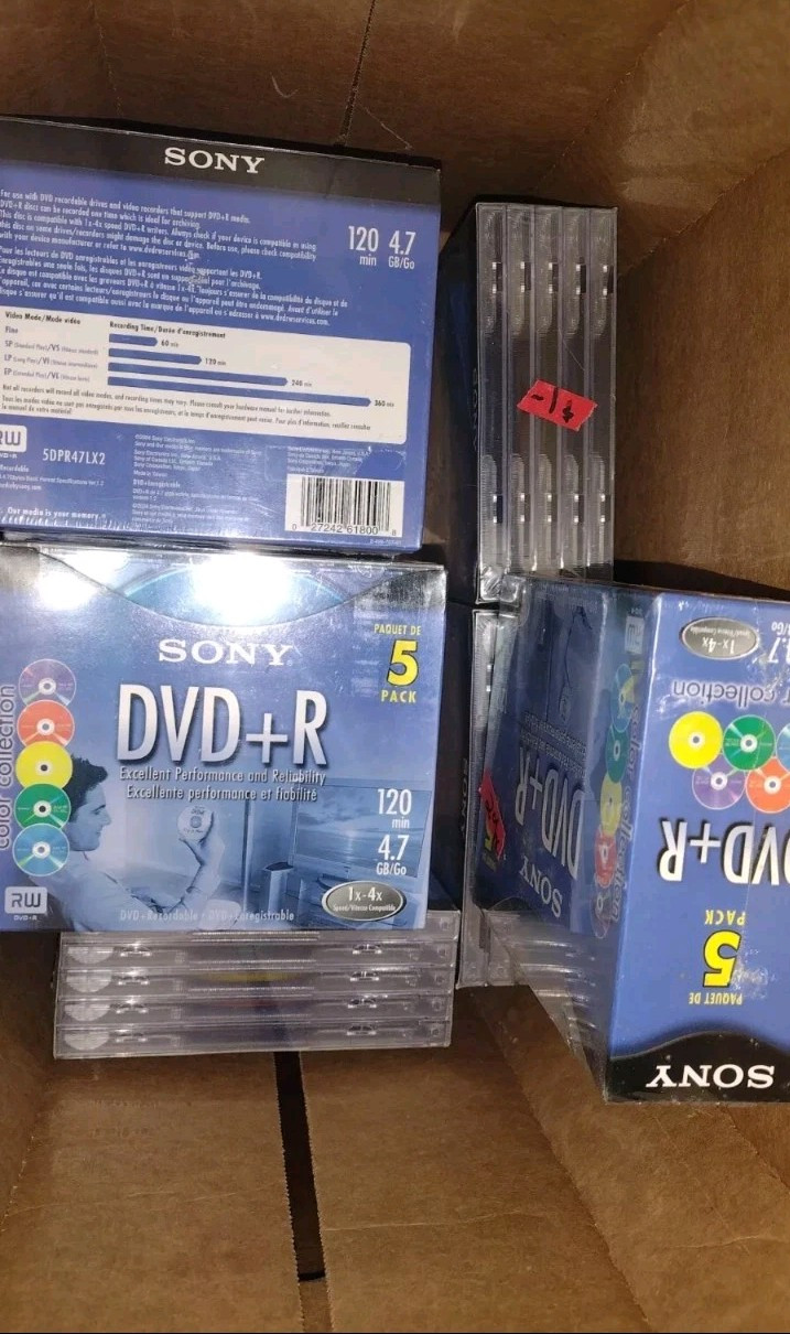 Huge Lot Of 16 (5)Packs Of SONY DVD+R 120 min. 4.7 GB 