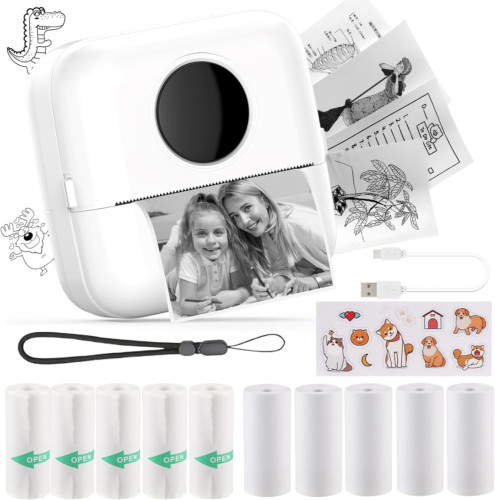 HuiJuKeJi Mini Sticker Printer Bluetooth Smart Pocket Inkless mini, white