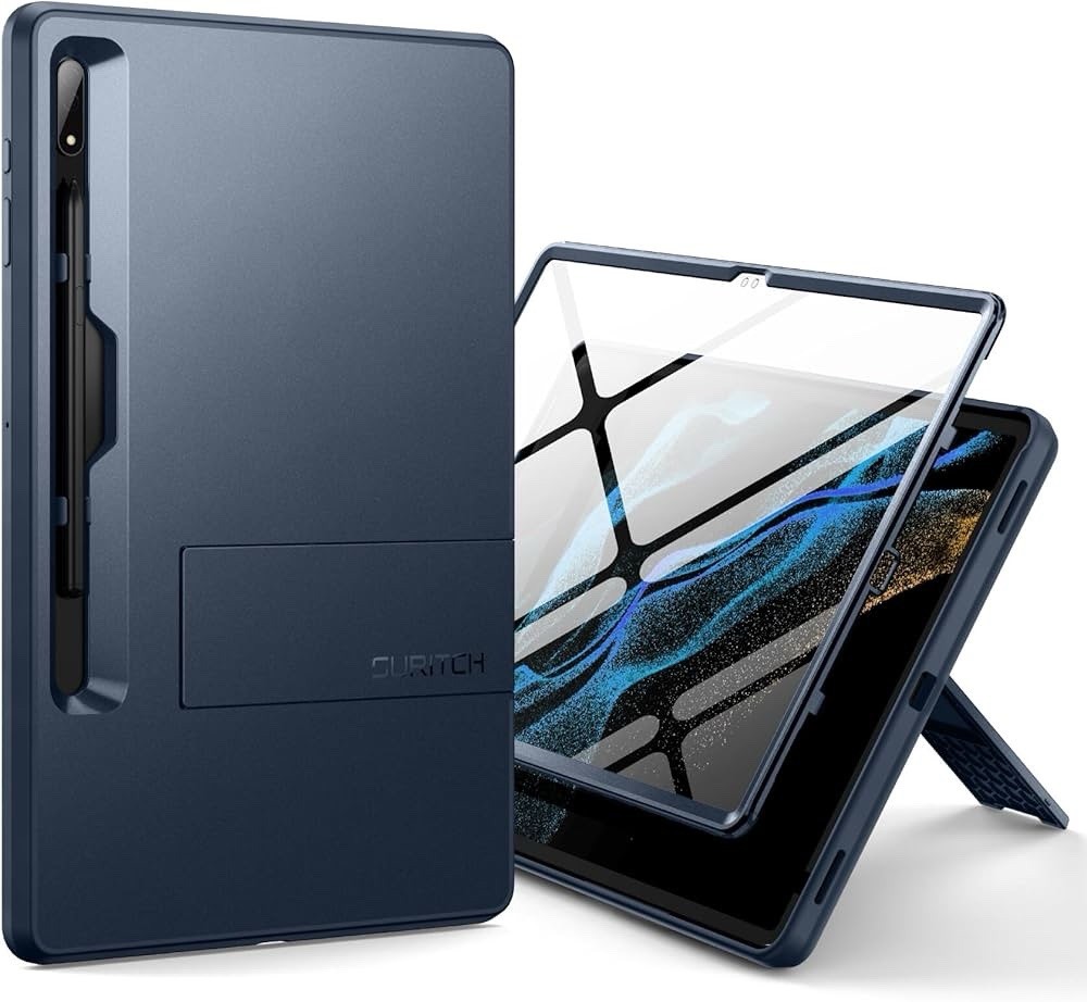 Suritch for Samsung Galaxy Tab S7 FE/S7 Plus/S8 Plus Case with Kickstand