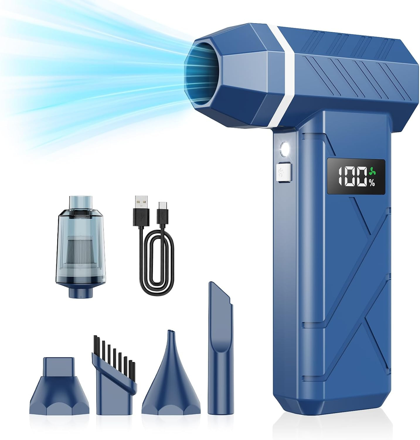 Dzaki Compressed Air Duster & Vacuum 2-In-1, 140000RPM Electric Air Duster, 4-Ge