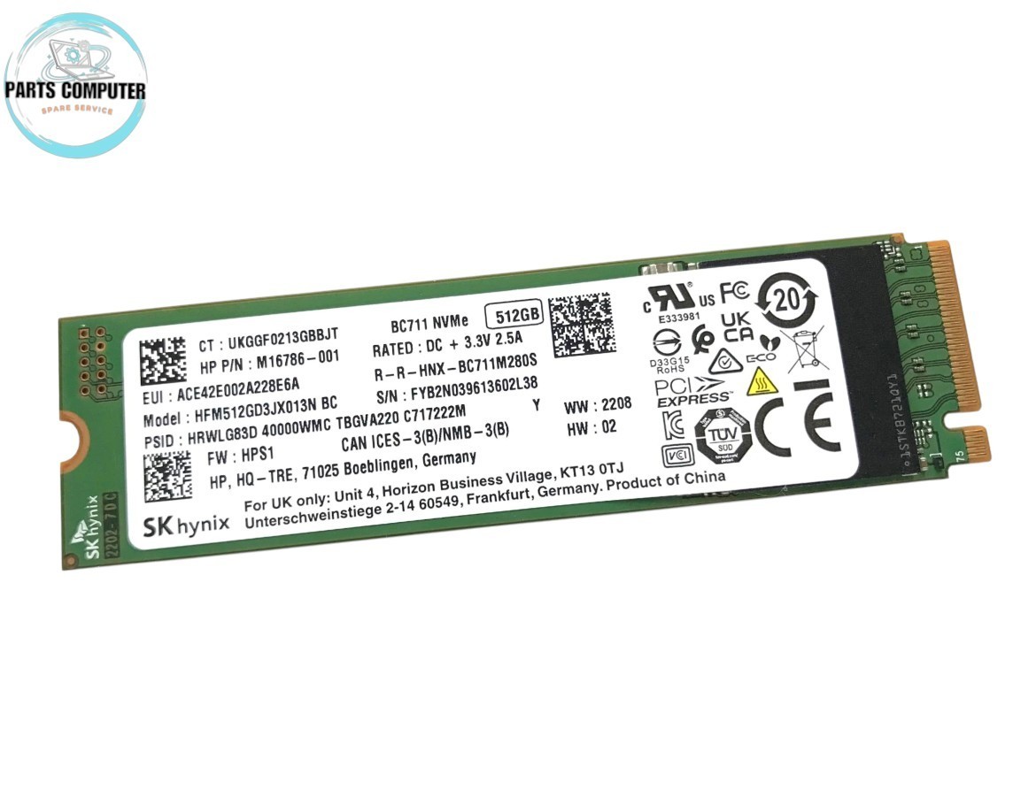 M16786-001 - SK Hynix 2280mm NVMe 512GB M.2 Gen 3.0x4 HFM512GD3JX013N