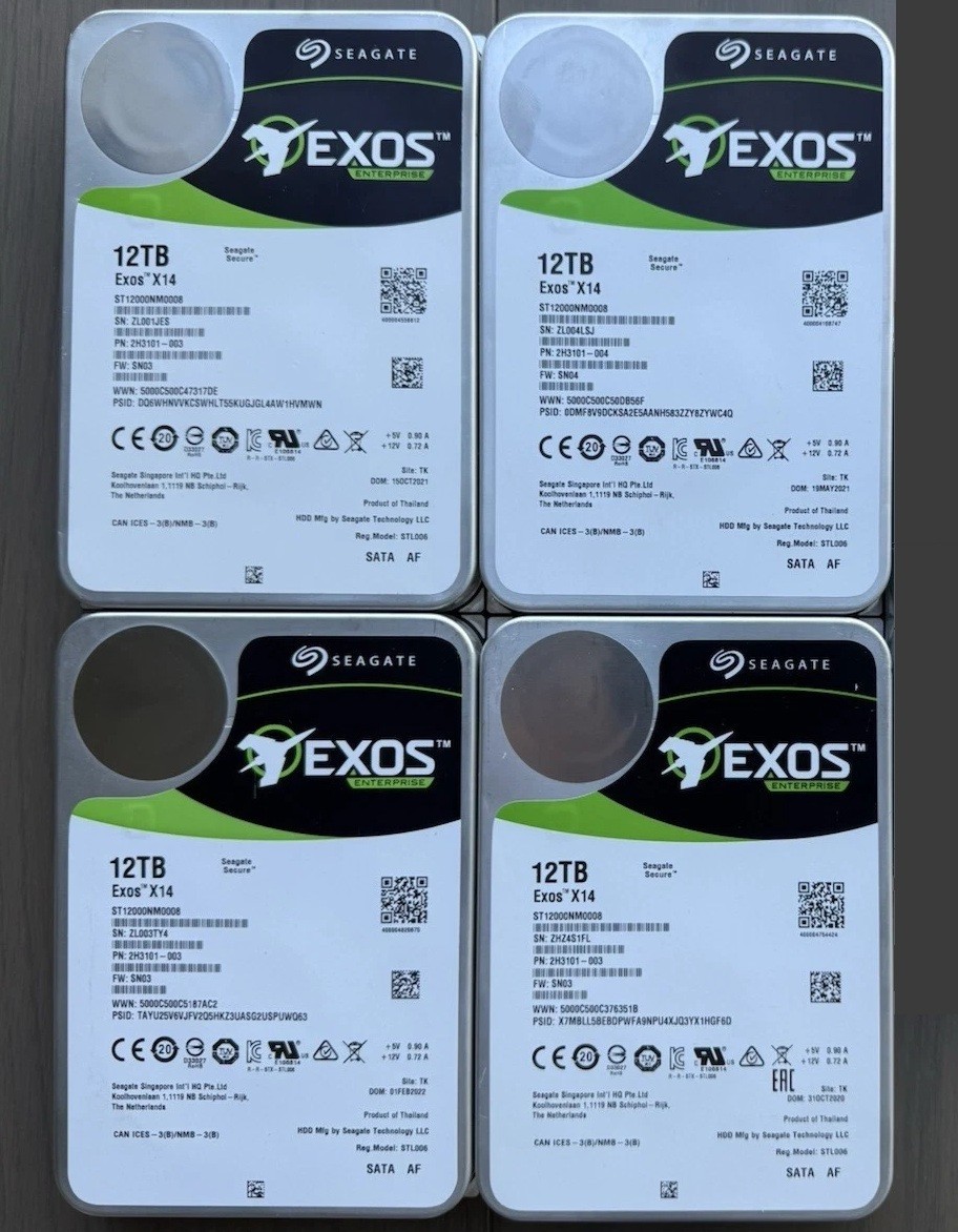 4x Seagate Exos X14 12TB 3.5" Internal NAS Enterprise Harddrives (ST12000NM0008)