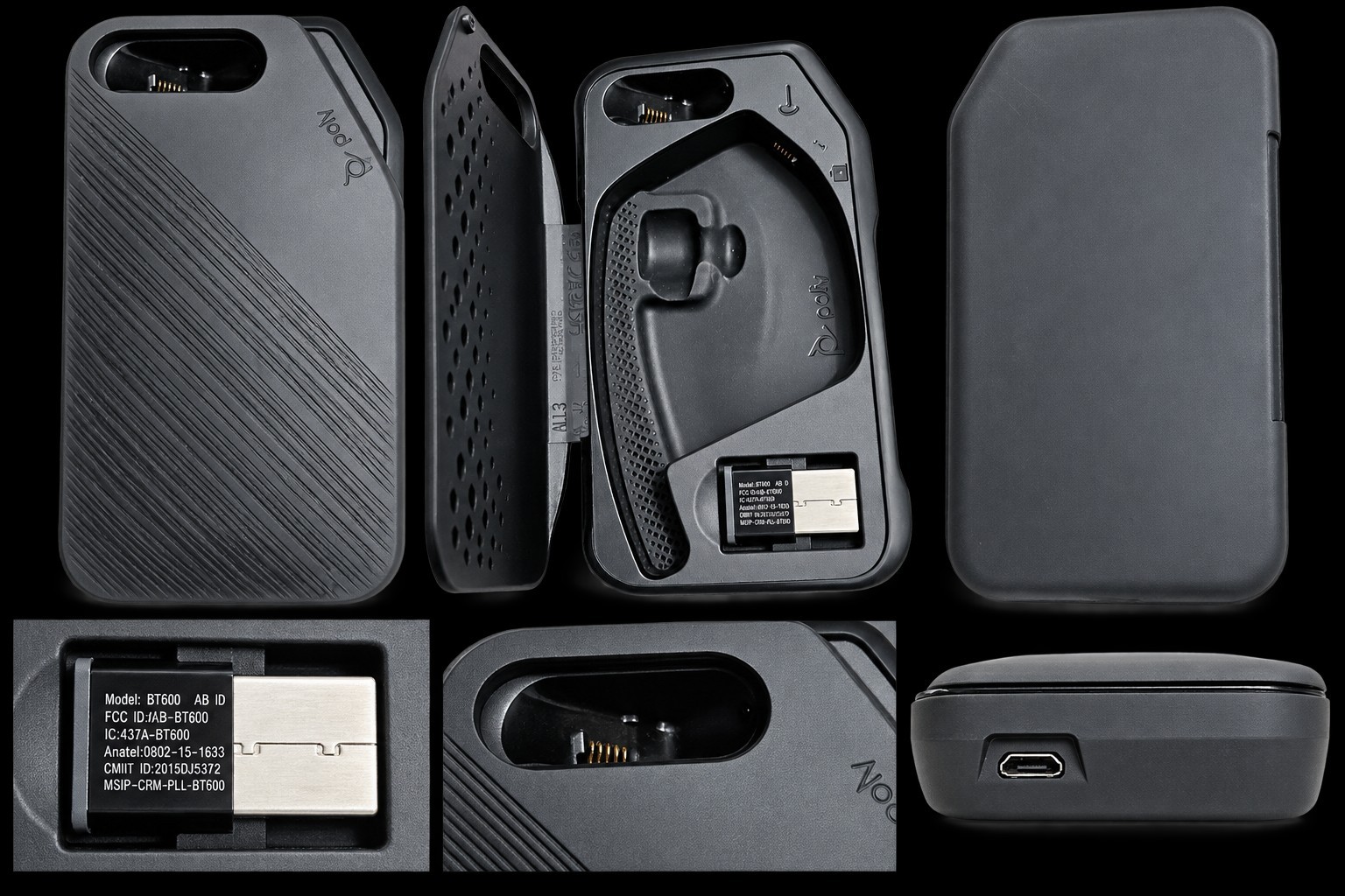 Plantronics Poly BT600 USB Bluetooth Adapter & Carry Case Black Used