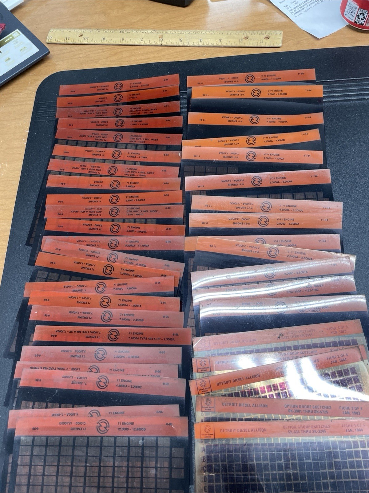 Large Lot Of 40 Detroit Diesel Microfiche Cards 71 Engine