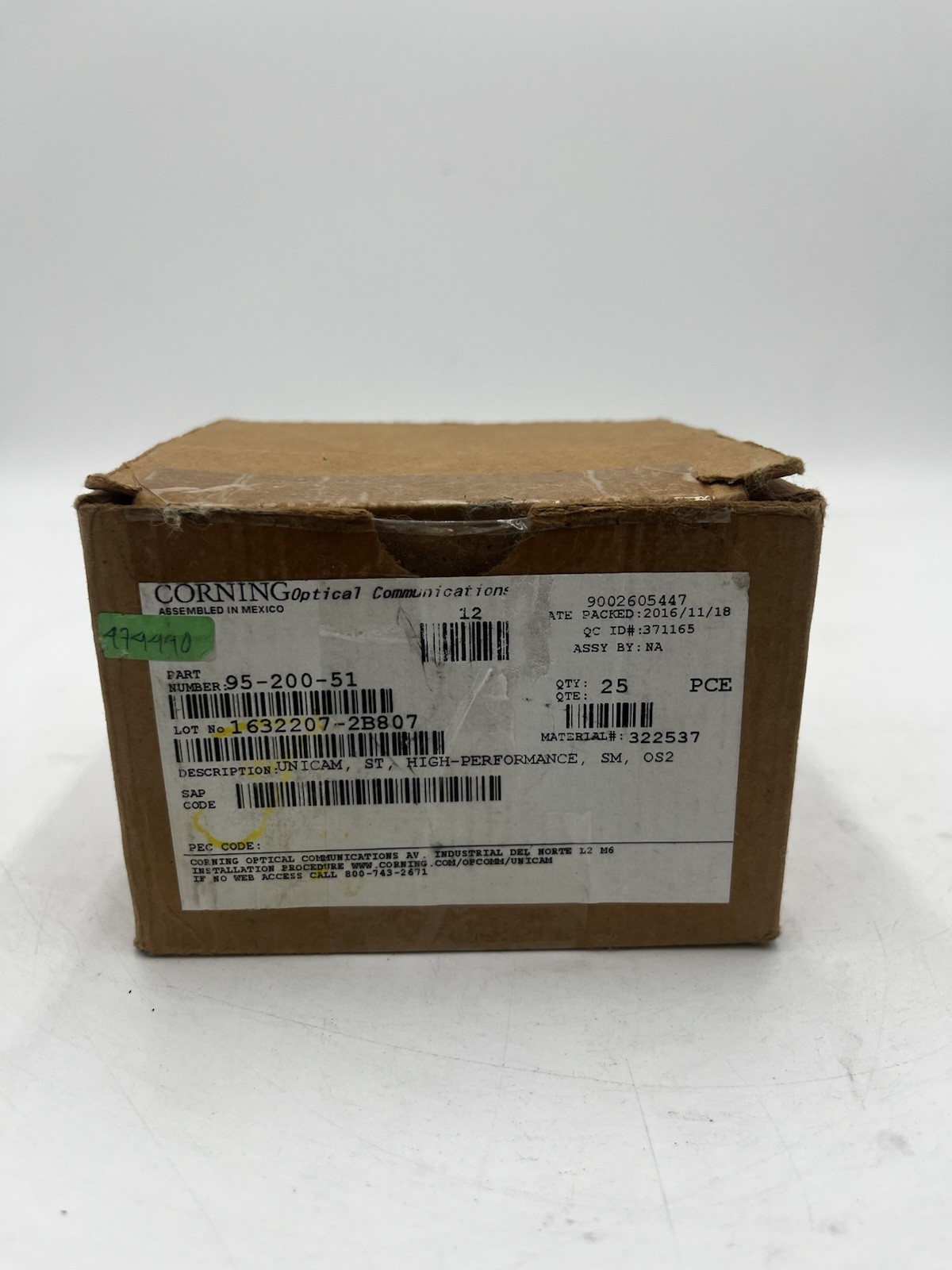 CORNING UNICAM ST SM OS2 FIBER OPTIC CONNECTORS LOT OF 21 NEW 95-200-51 🌐