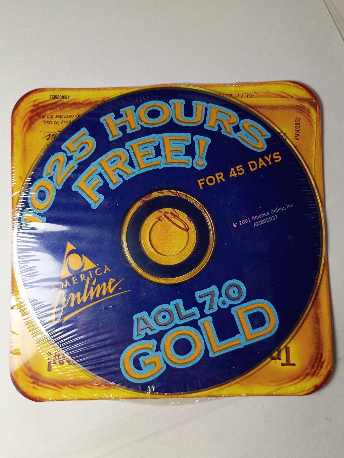 AOL 7.0 Gold 1025 Hours USPS Sticker 2001 CD Computer Software Sealed New