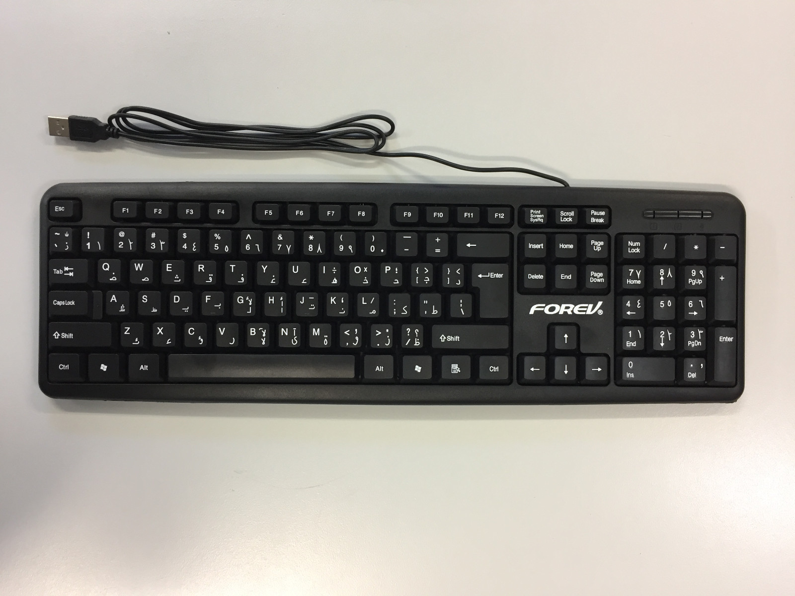 NEW Forev Arabic English USB Wired Bilingual QWERTY Keyboard for Windows PC Mac