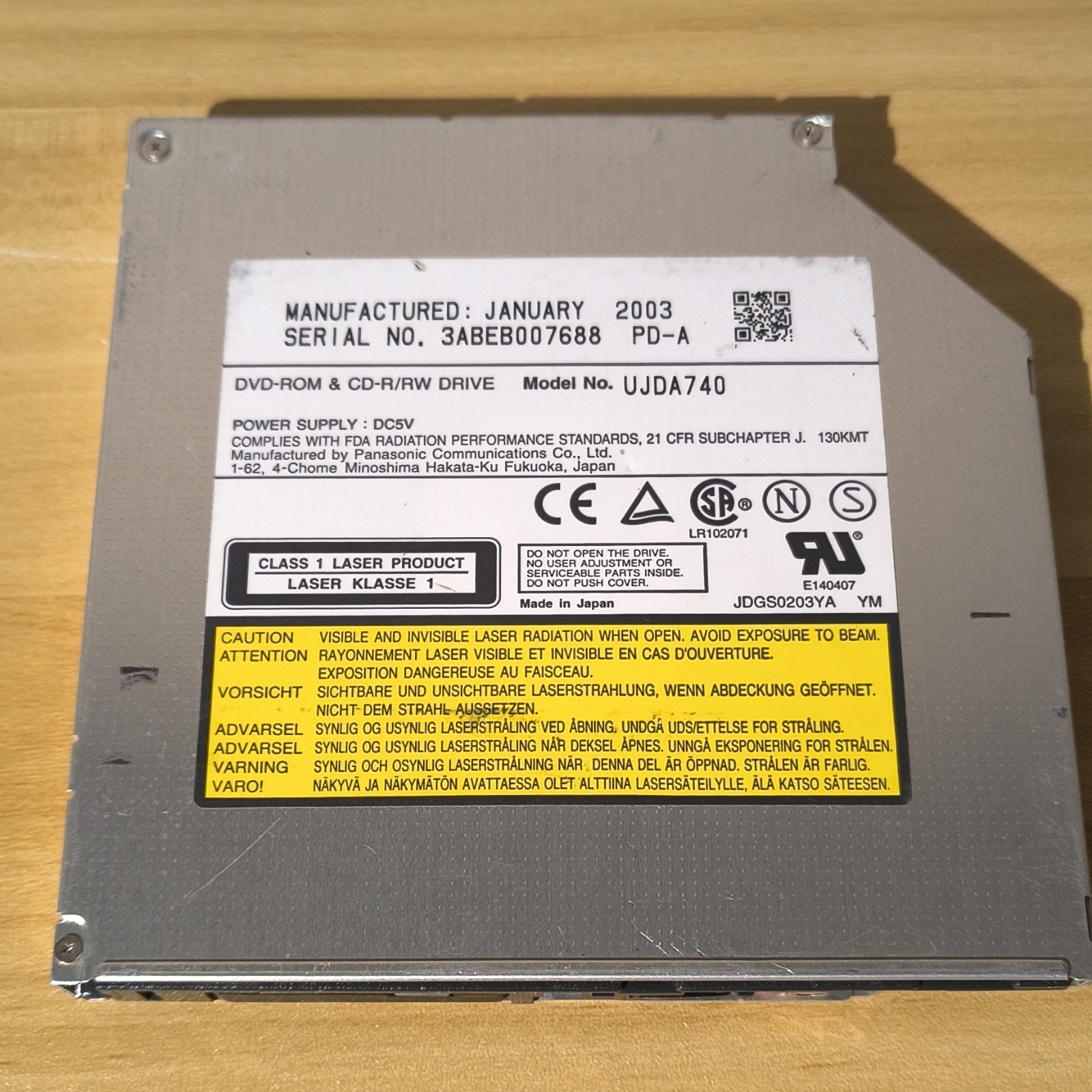 Panasonic UJDA740 IDE Internal Laptop DVD-ROM CD-R/RW Drive Silver