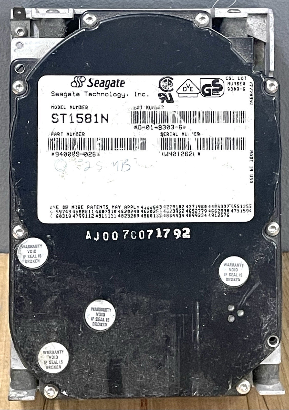 Vintage Seagate 525Mb SCSI ST1581N HDD
