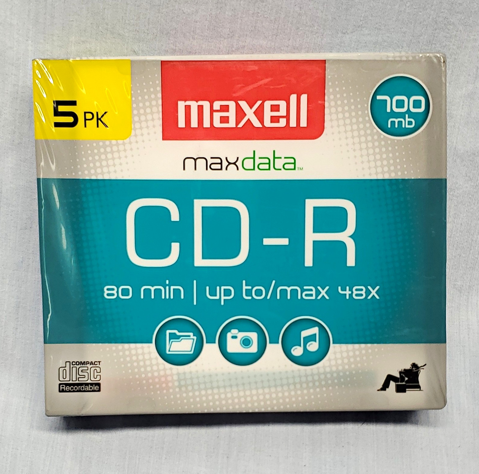 Maxell Maxdata CD-R Recordable 700MB 48x 80 Min 5 Pack Jewel Case