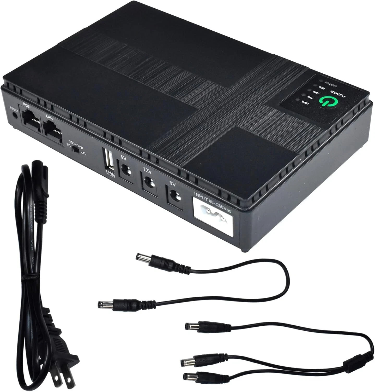HQRP Mini UPS Battery Backup for Wifi Router 18W, Output 5V/9V/12V Power Bank