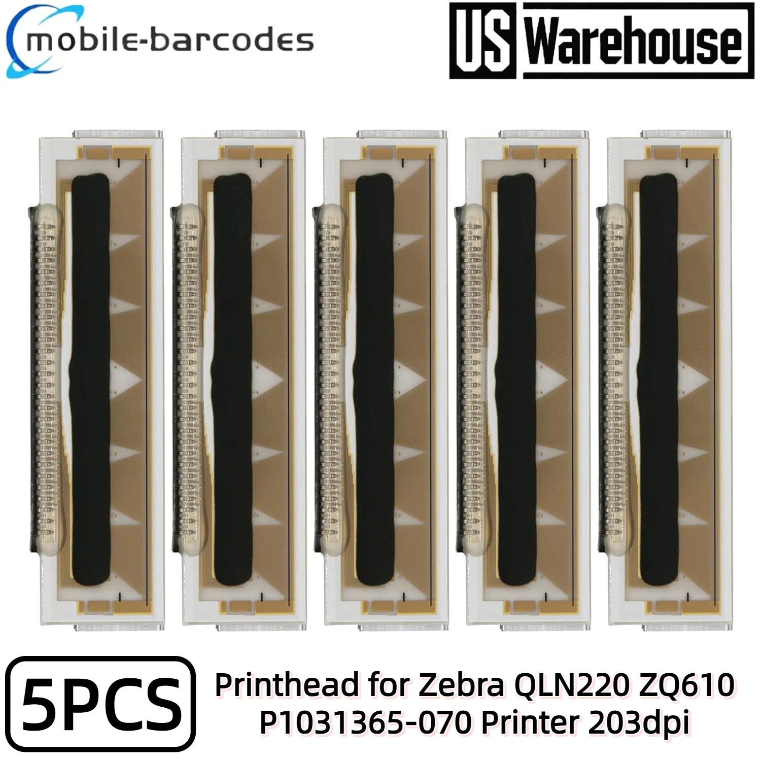 5X Printhead for Zebra QLN220 ZR628 Thermal Label Printer 203Dpi P1031365-070