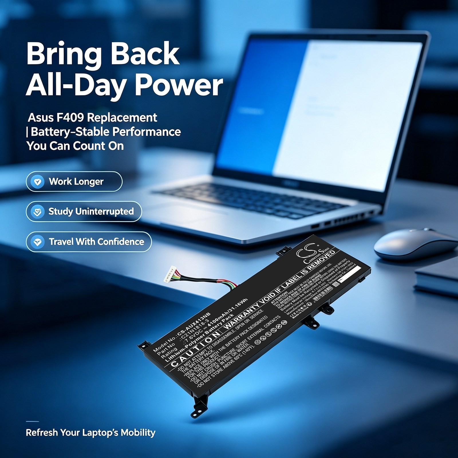 BATTERIE 4100mAh Type C21N1818-3 For Asus F409 F509M FL8700F M409 VivoBook D409
