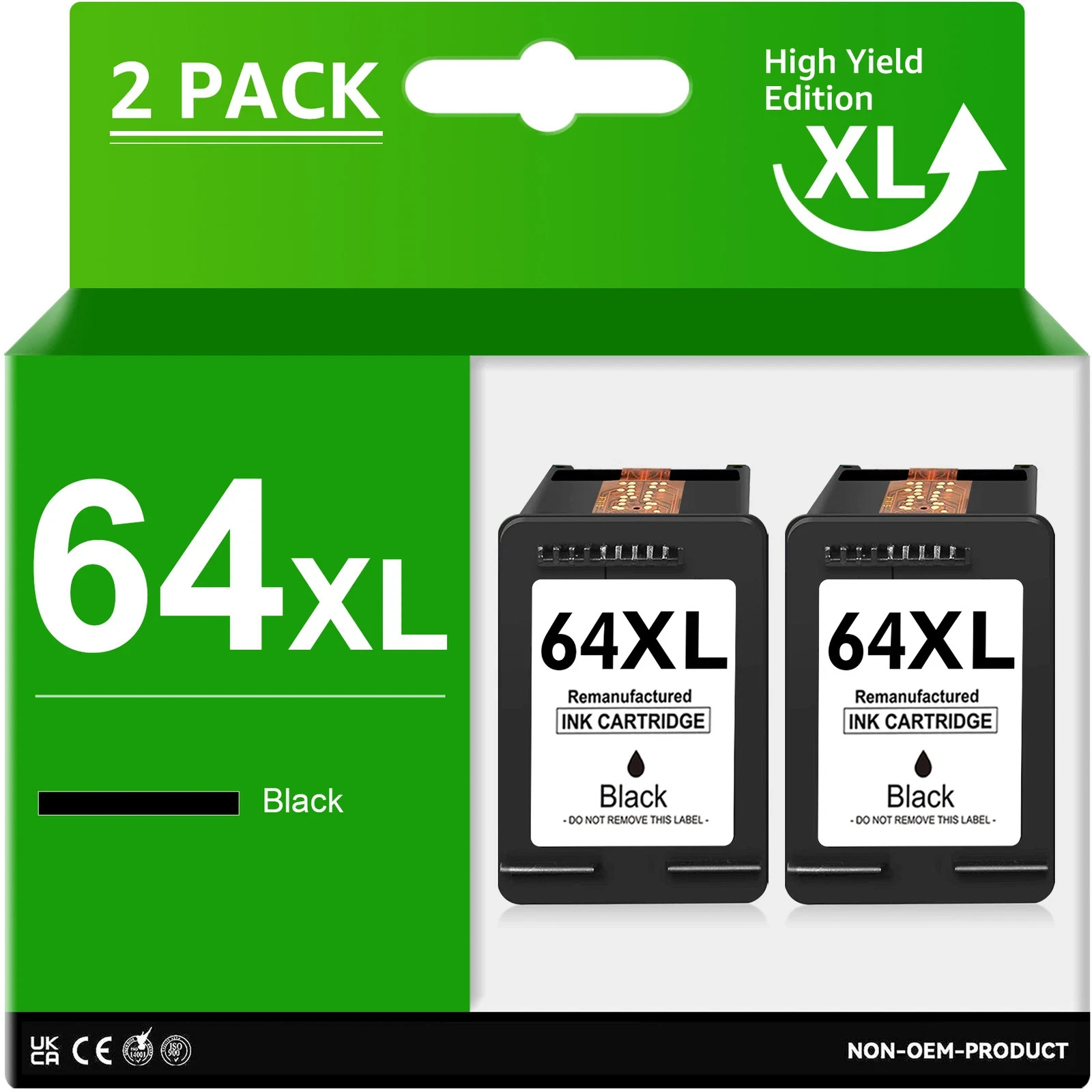 2 Pack Premium HP 64XL Black Ink for HP 64 XL