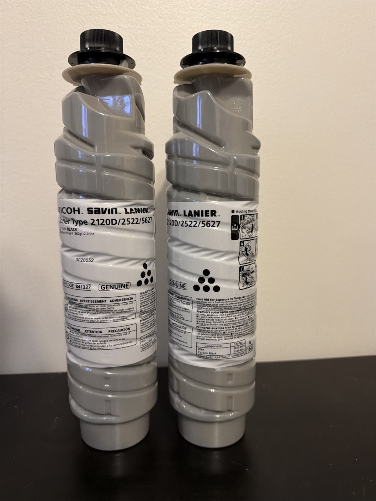 LOT OF 2 Genuine Ricoh Savin Lanier Black Toner Type 2120D/2522/5627 EDP