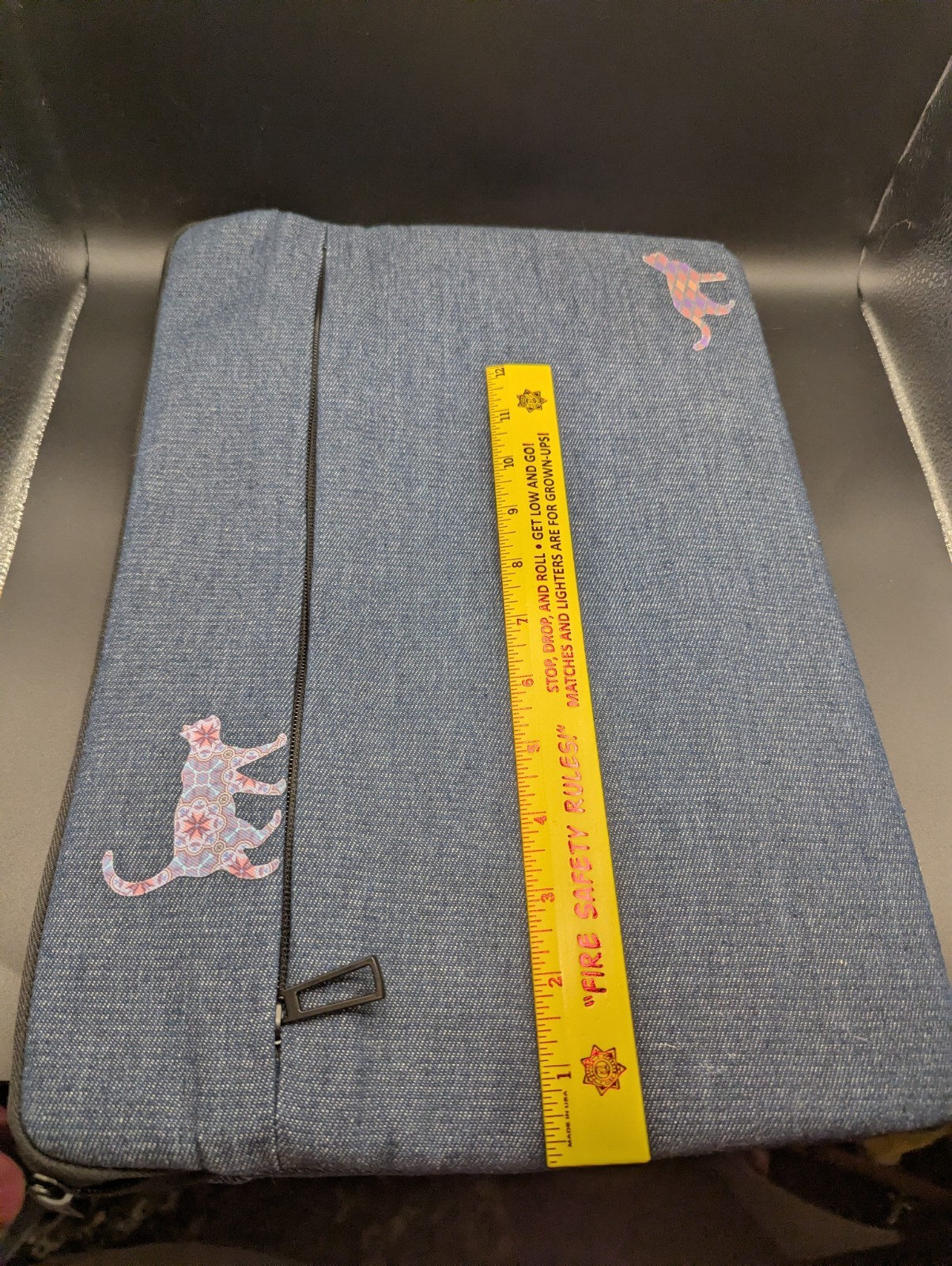 Denim Laptop Sleeve With Cat Patches