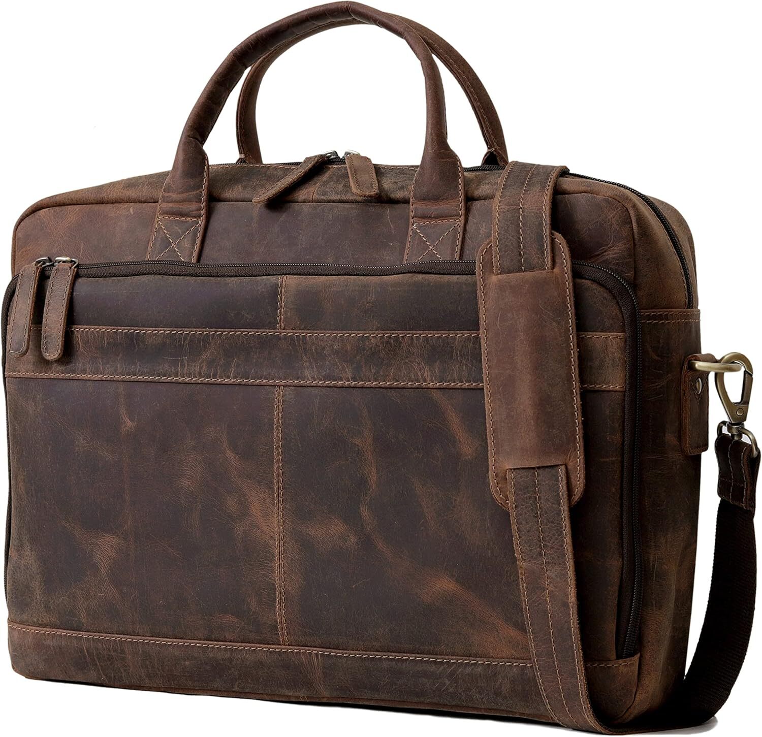 VC VINTAGE COUTURE Leather briefcase bag for 18" Briefcase, Vintage Brown 