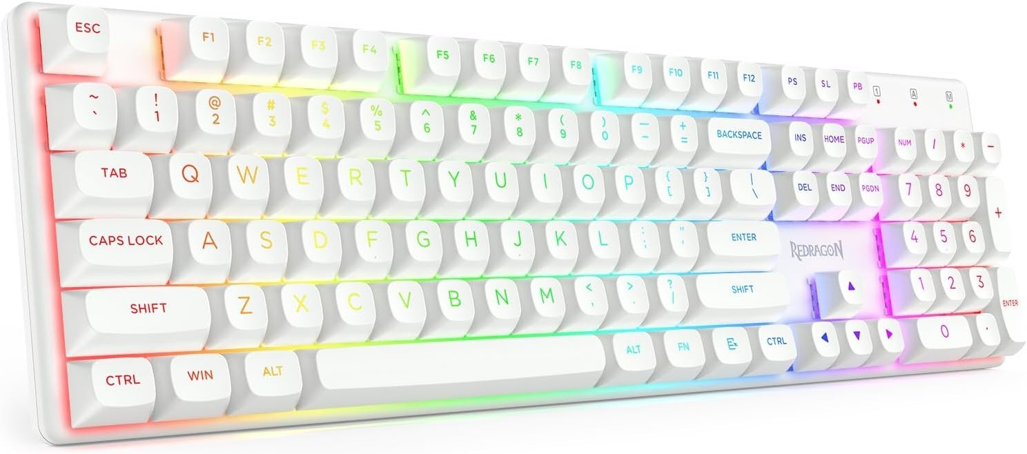 Redragon K710 Wireless Mechanical Gaming Keyboard, Linear Red Switch, White