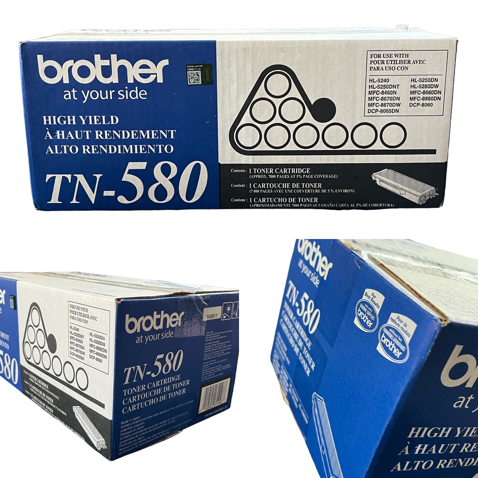 Genuine BROTHER TN-580 Black Toner Cartridge DCP-8060 HL-5240 NEW OEM BH503
