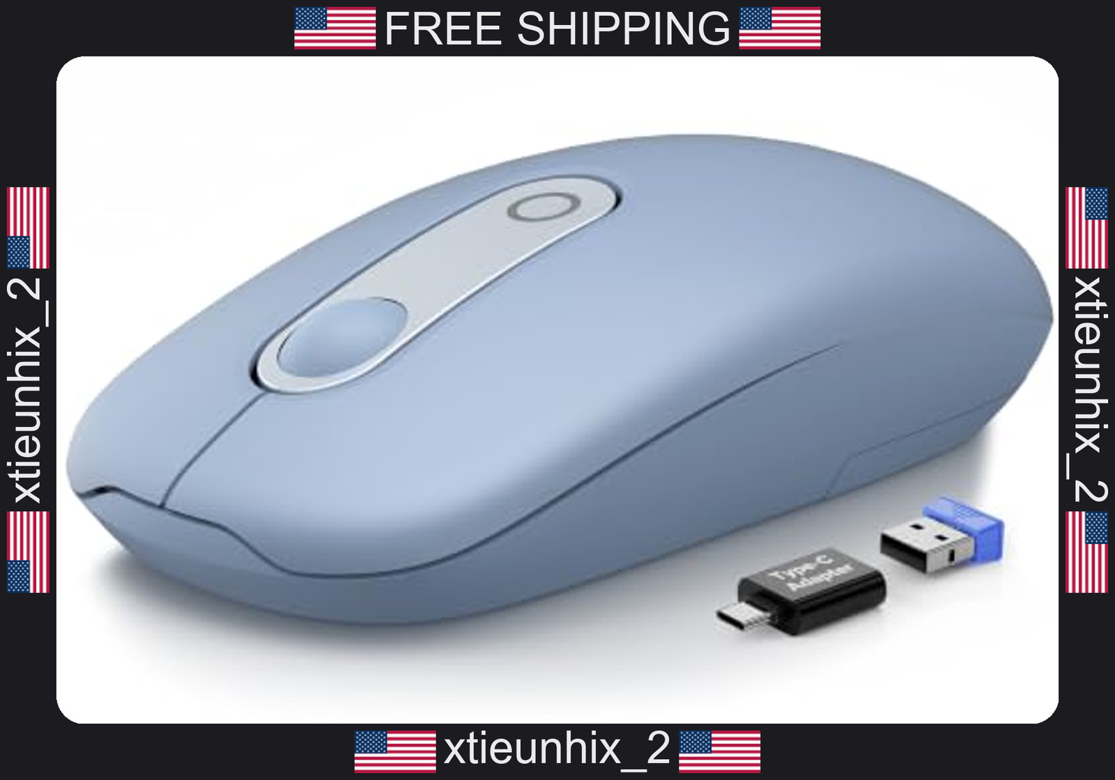 Wireless Mouse for Laptop, Compact, Quiet, USB-C Adapter Included
