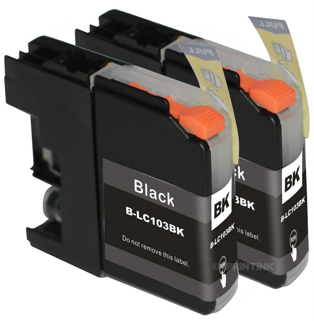 2 Pk LC103 LC-103 XL Black Ink Cartridges Fit For MFC-J870DW MFC-J875DW