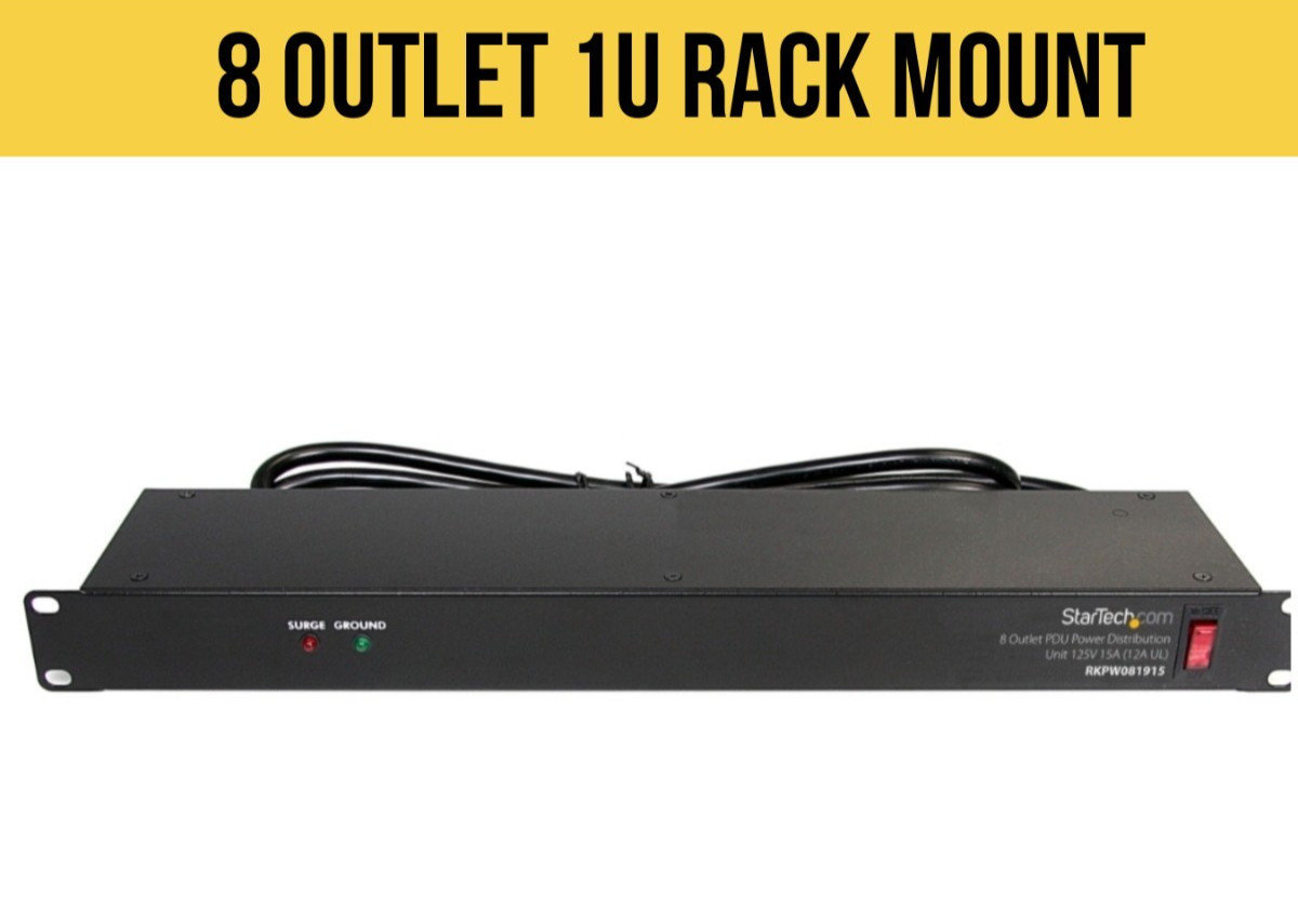 StarTech 1RU Rackmount PDU with 8 Outlets and Surge Protection