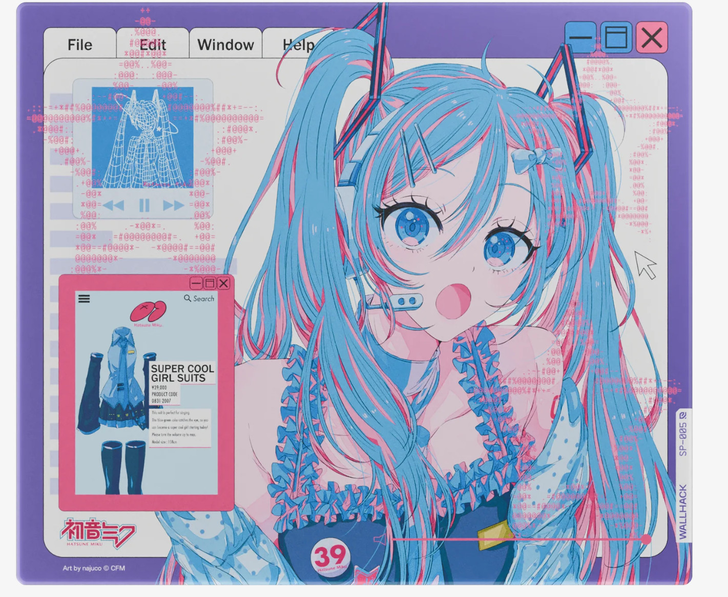 Wallhack SP-005 Miku OS Glass Mousepad IN HAND