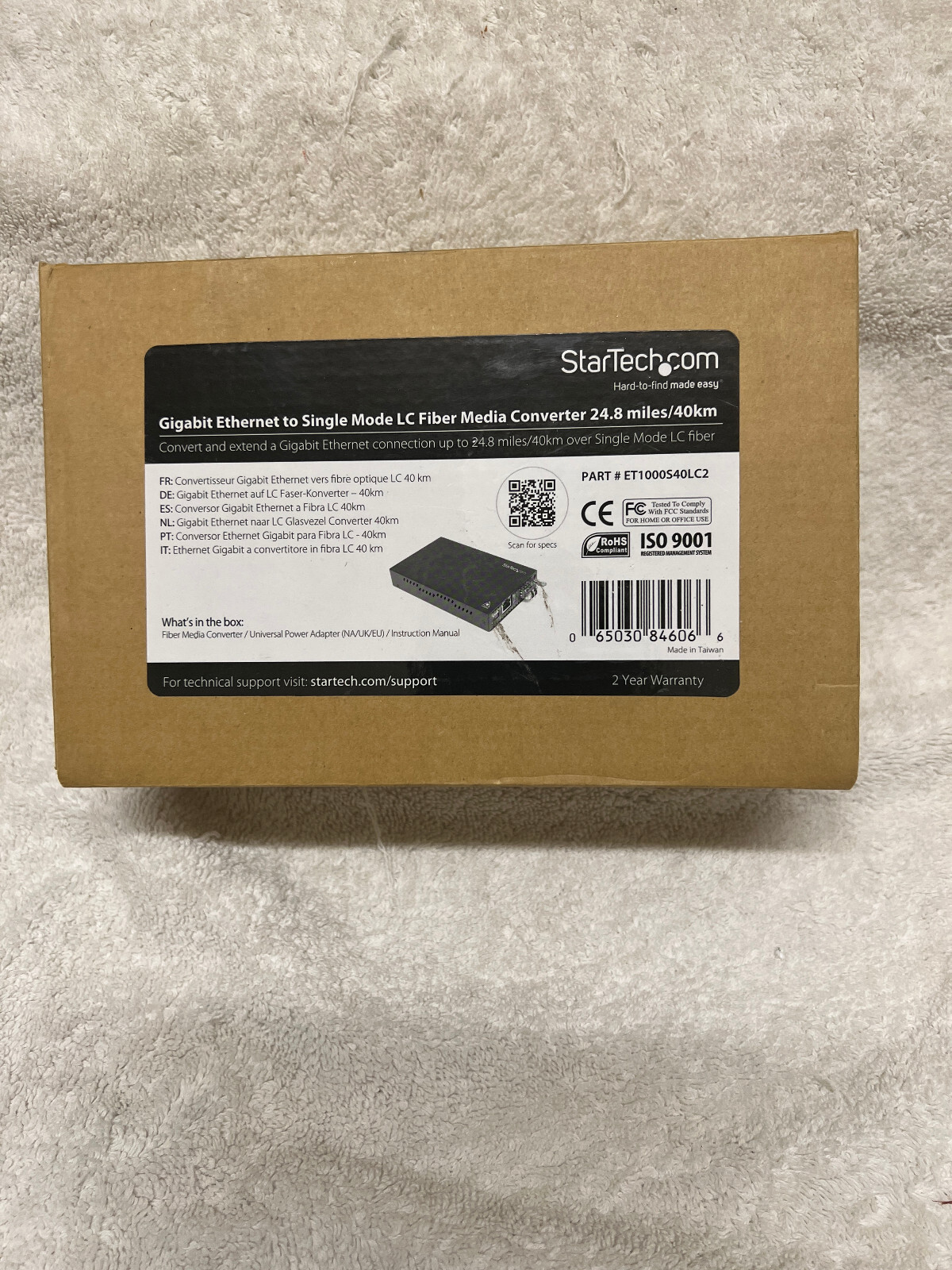 Startech 1000 Mbps Gigabit Single Mode Fiber Media Converter LC 40 km