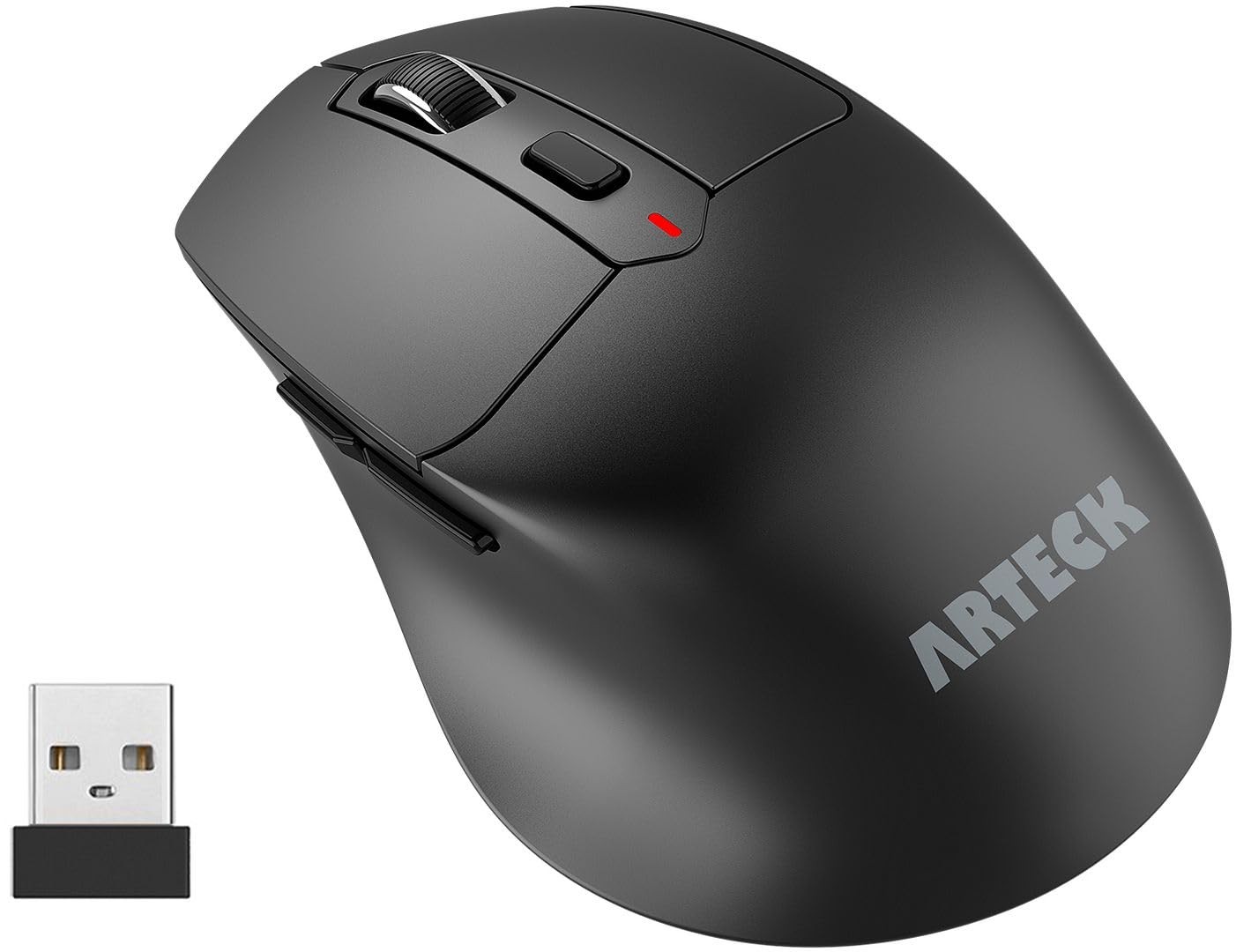 Arteck 2.4G Wireless Mouse with Nano USB Receiver Ergonomic Right Hand Black