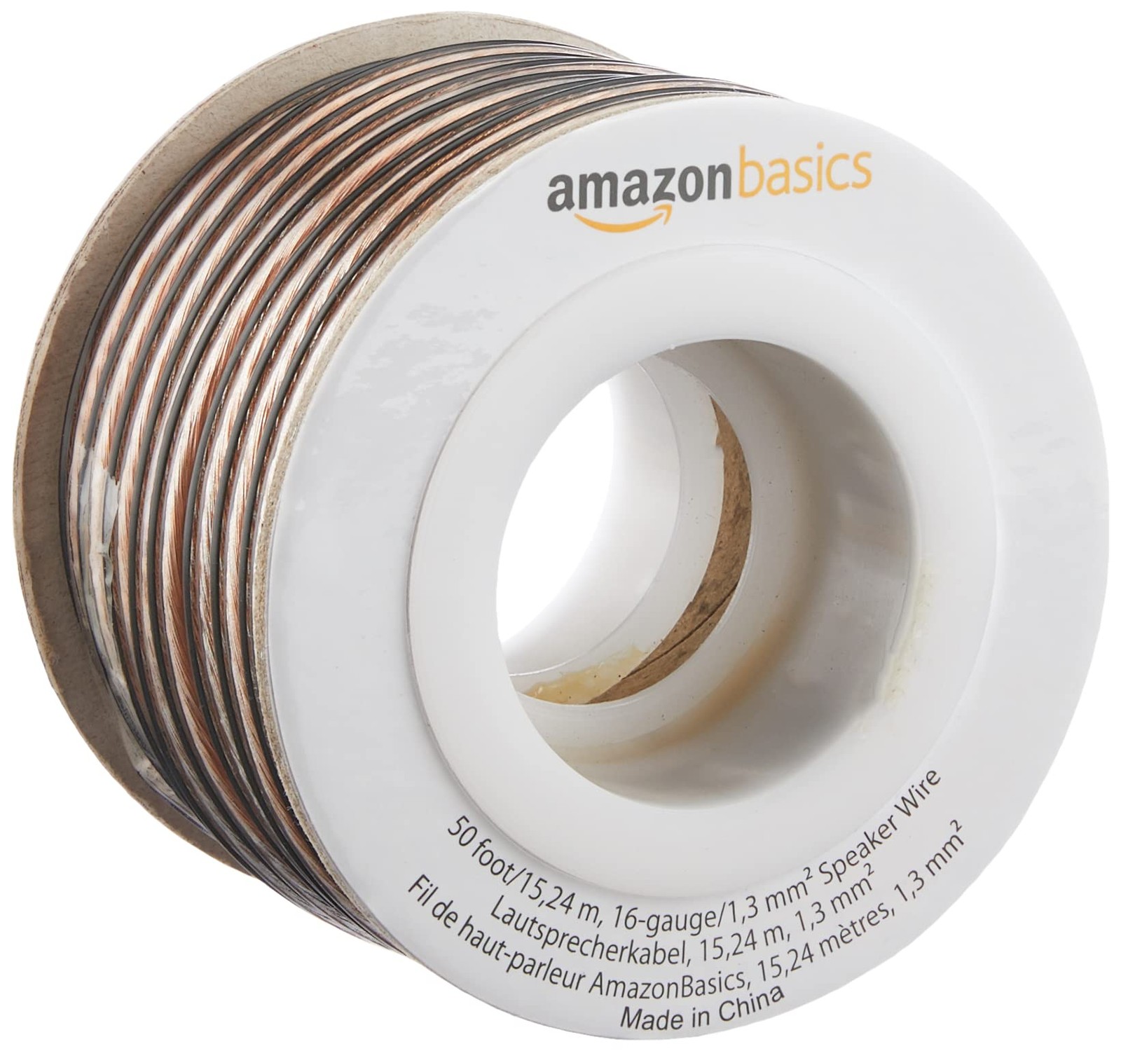 Amazon Basics 16-Gauge Speaker Wire Cable Polarity Marked 50ft Clear