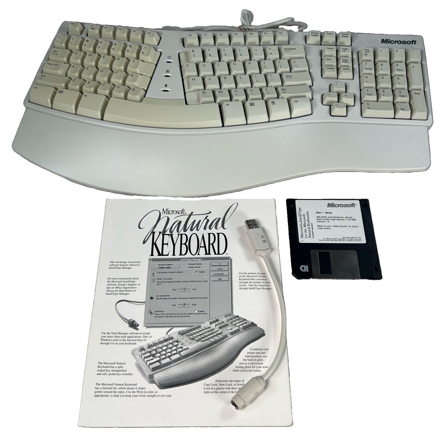 VTG Microsoft Natural Keyboard Elite E06401COMB Ergonomic USB Set-Up Disk Manual