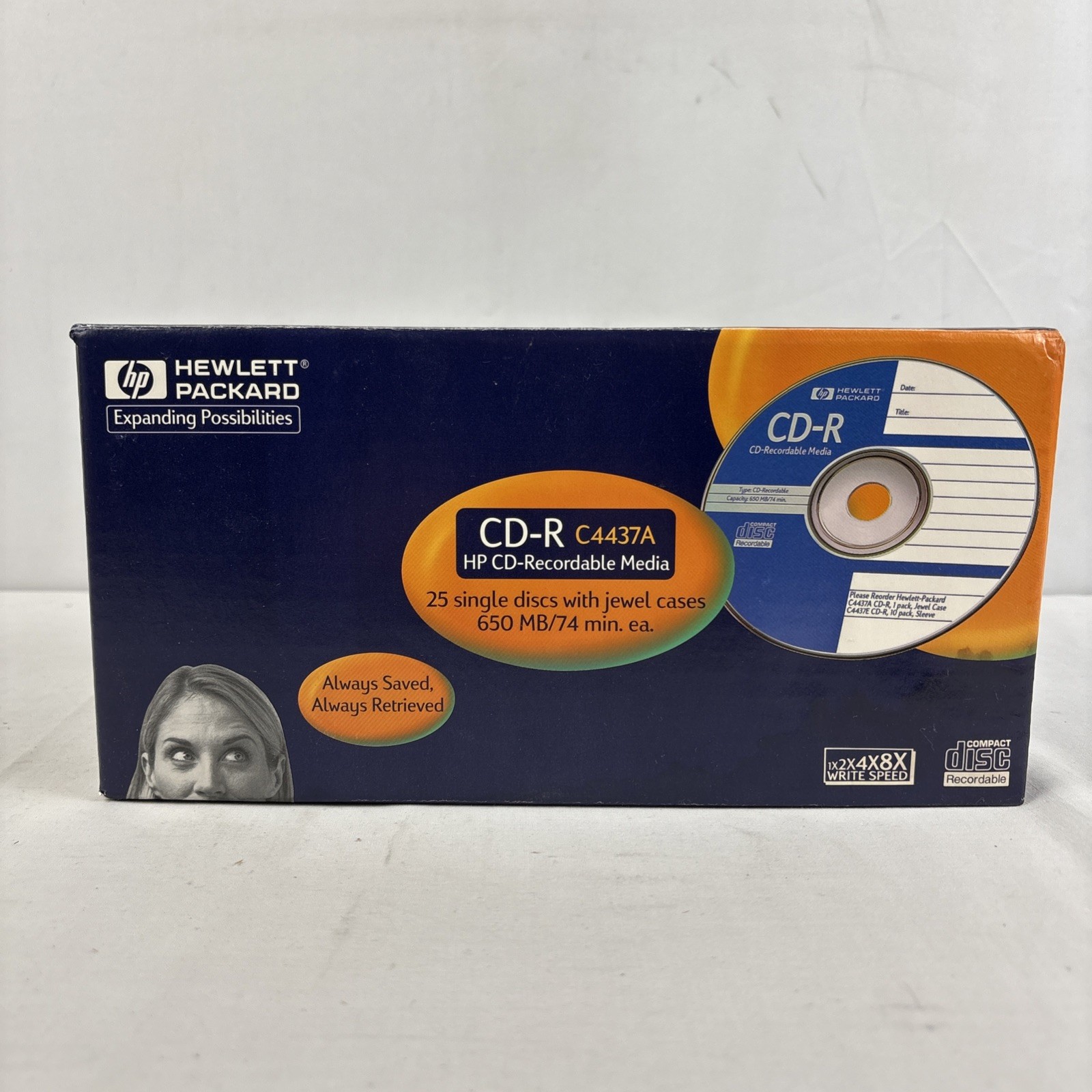 HP CD-R Recordable Blank Media 21 Single Disc With Jewel Cases New Open Box