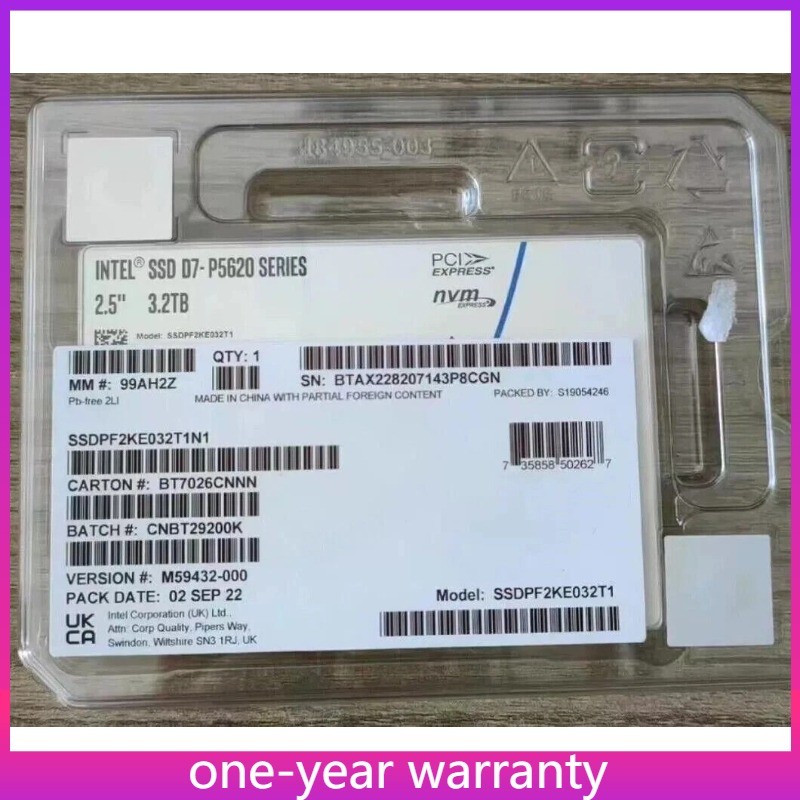  D7 P5620 Series, SSDPF2KE032T1 Intel D7 3.2TB 2.5" U.2 PCIe 4.0x4 NVMe New
