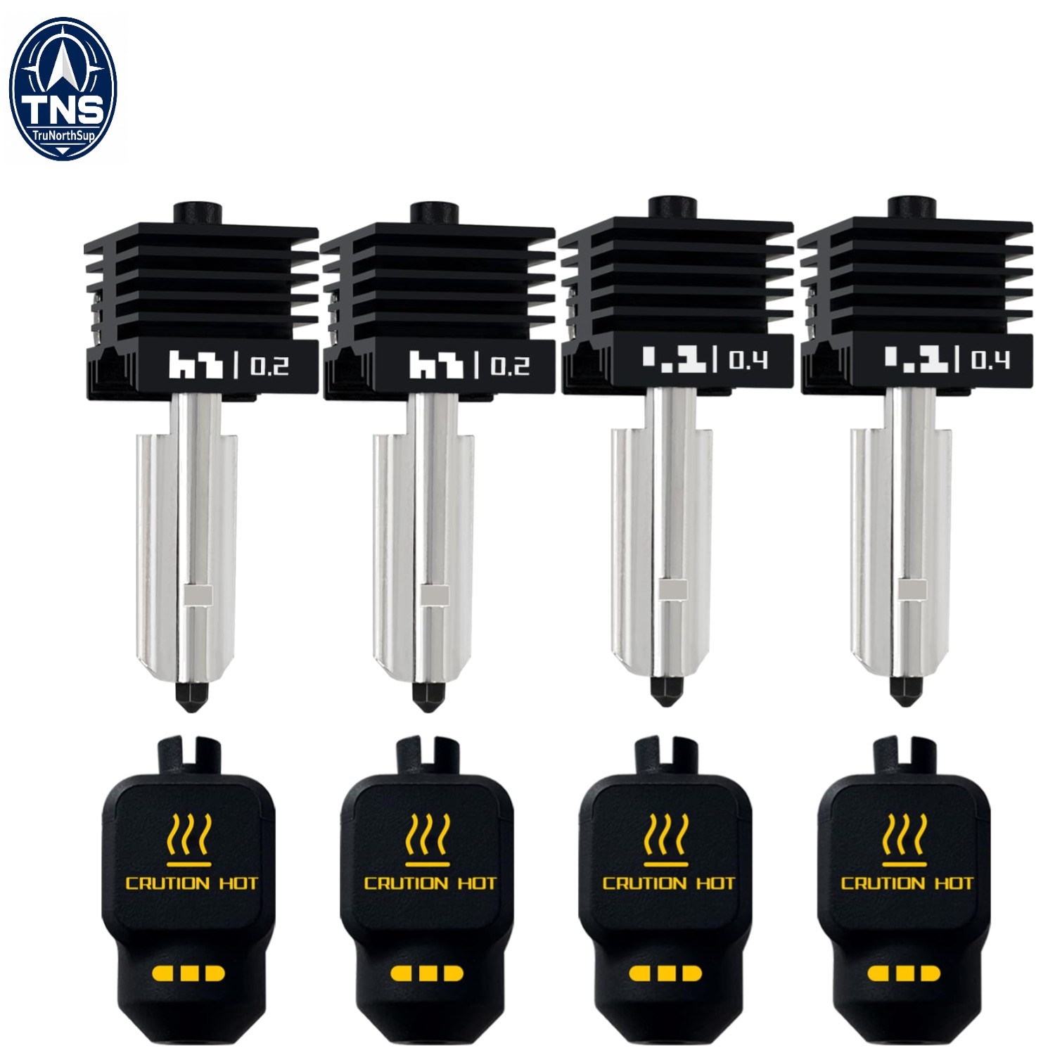 4-Pack P2S Hotend Nozzle Set for Bambu Lab X2D H2D A1 0.2mm 0.4mm High Temp W...